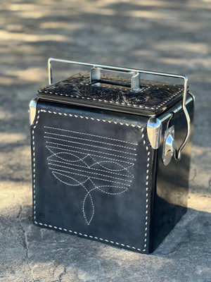 Retro Rodeo Black Cooler- Black Cowboy Stitch