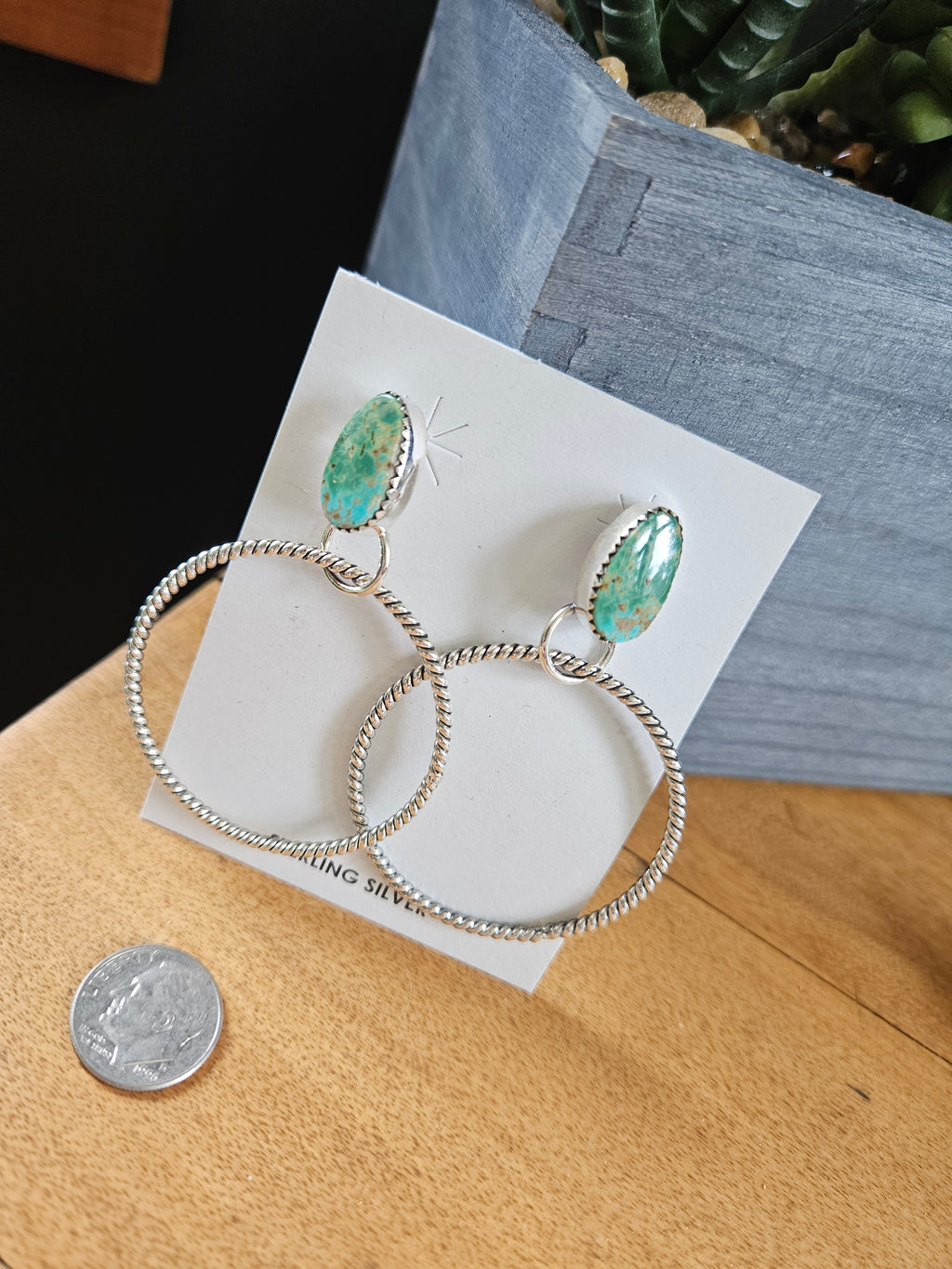 Green Kingman Hoop Earrings