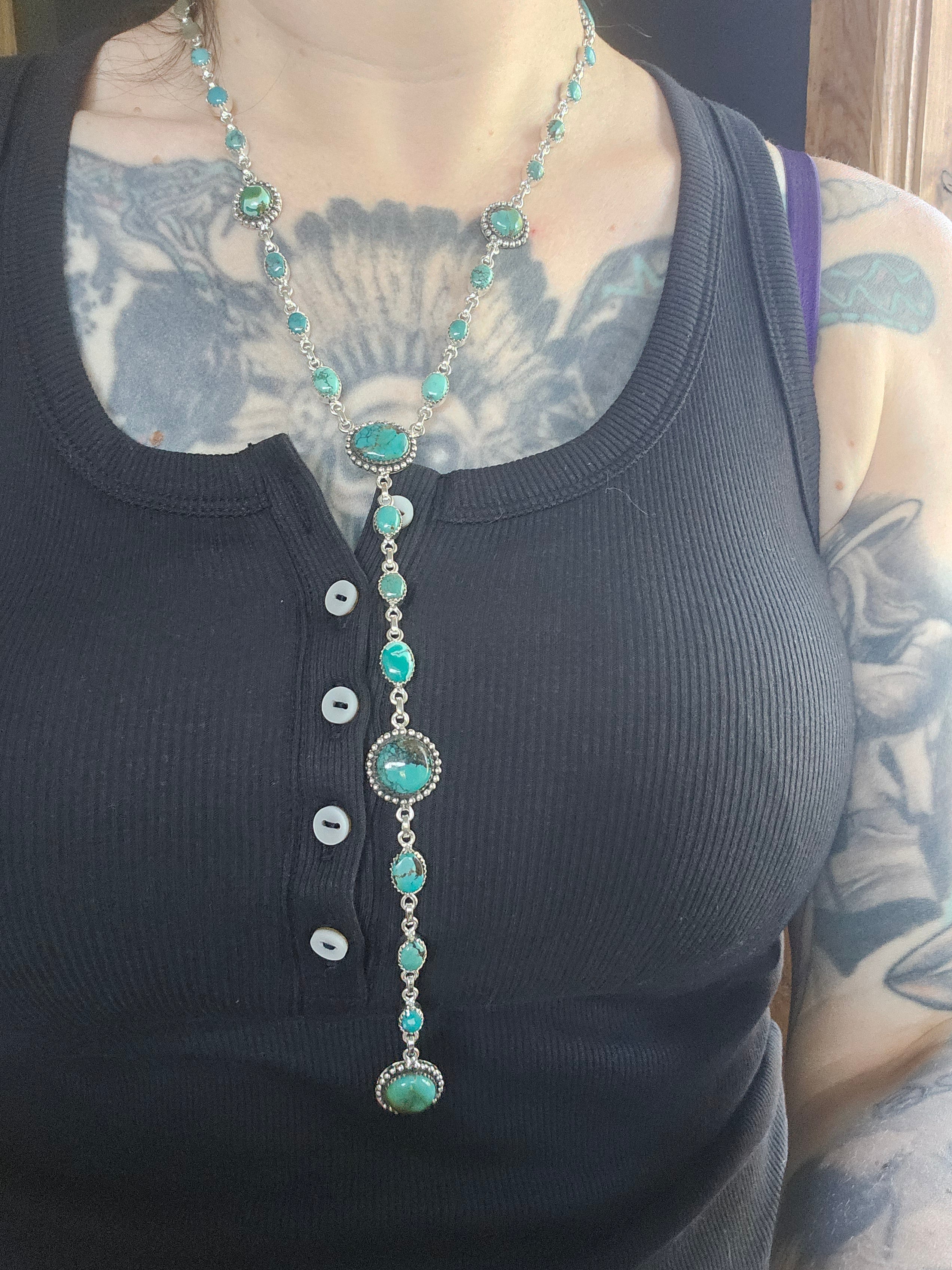 Long Turquoise Lariat Necklace SALE