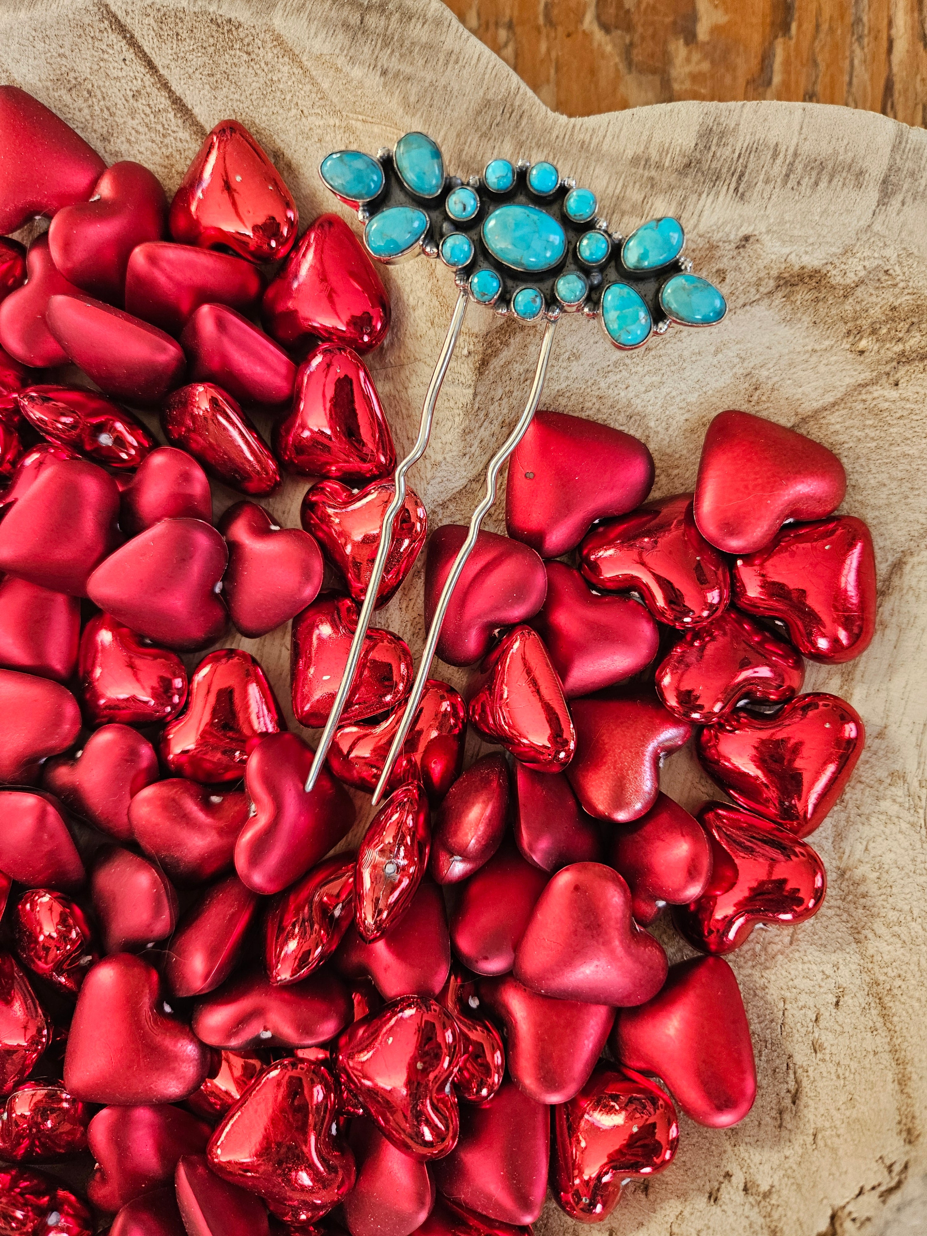 Turquoise Cluster Hat/Hair Pin Fork