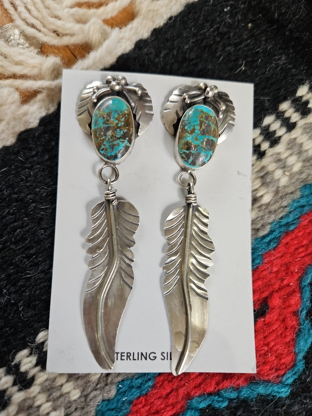 Turquoise Feather Statement Earrings