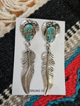 Turquoise Feather Statement Earrings