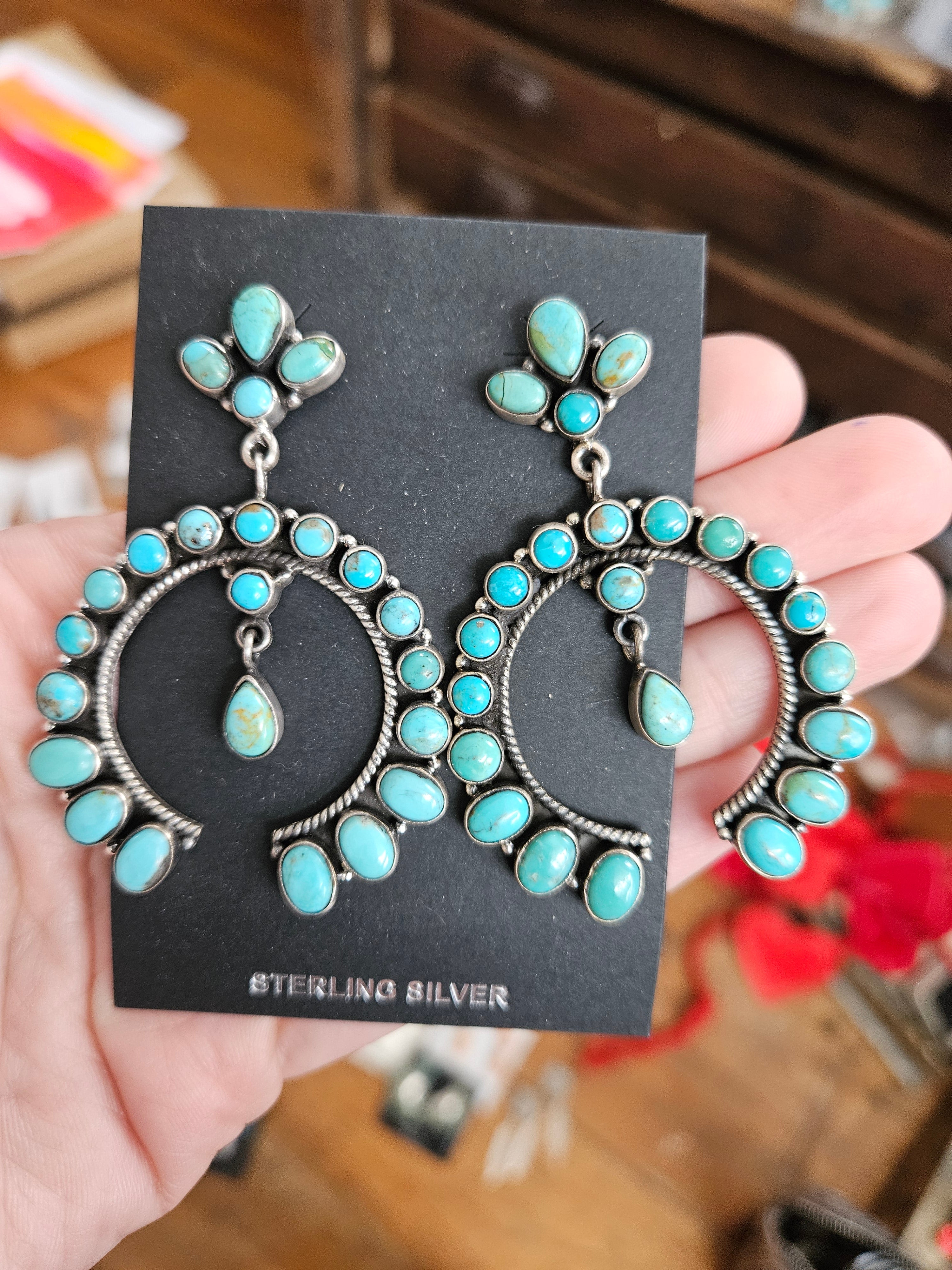 Turquoise Horseshoe Naja Statement Earrings