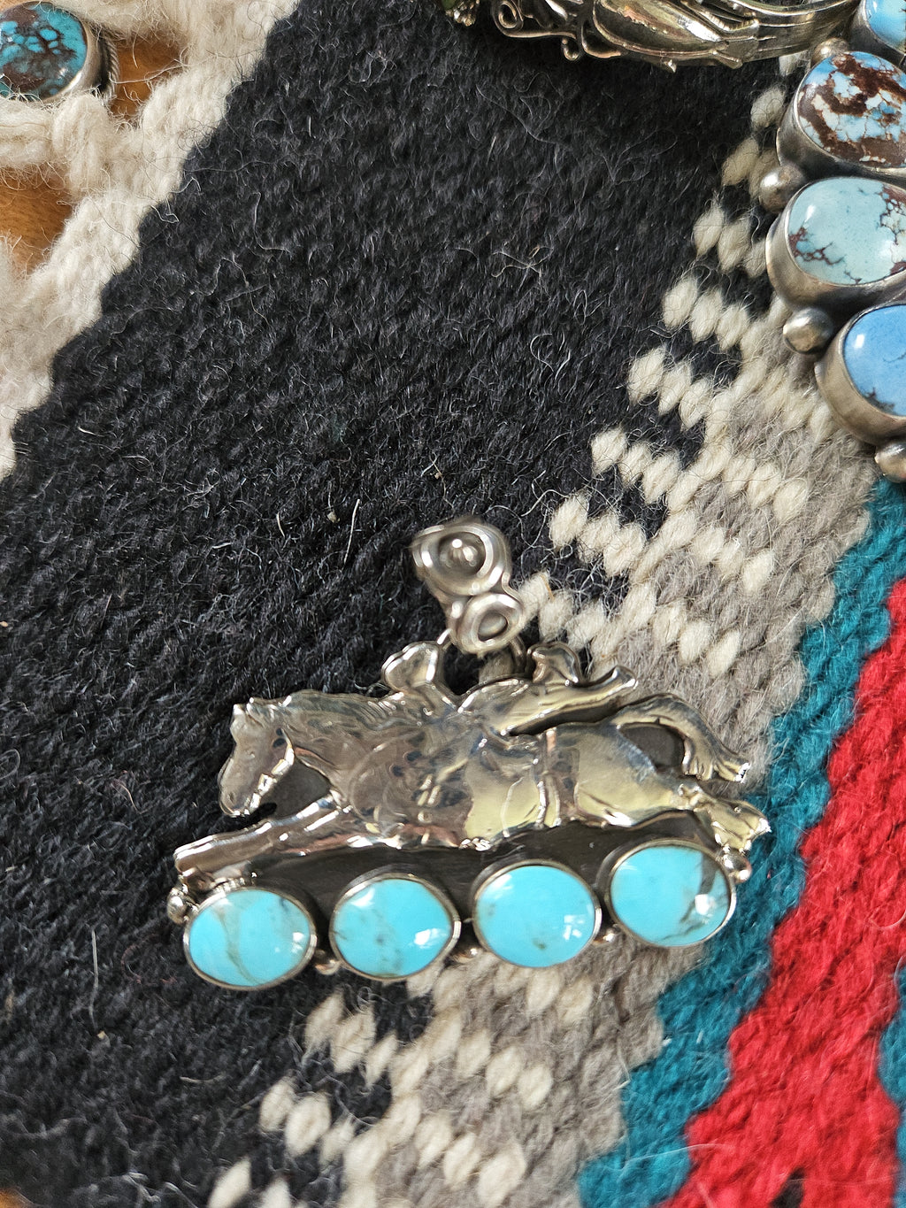 Bucking Bronc Turquoise Horse Pendant