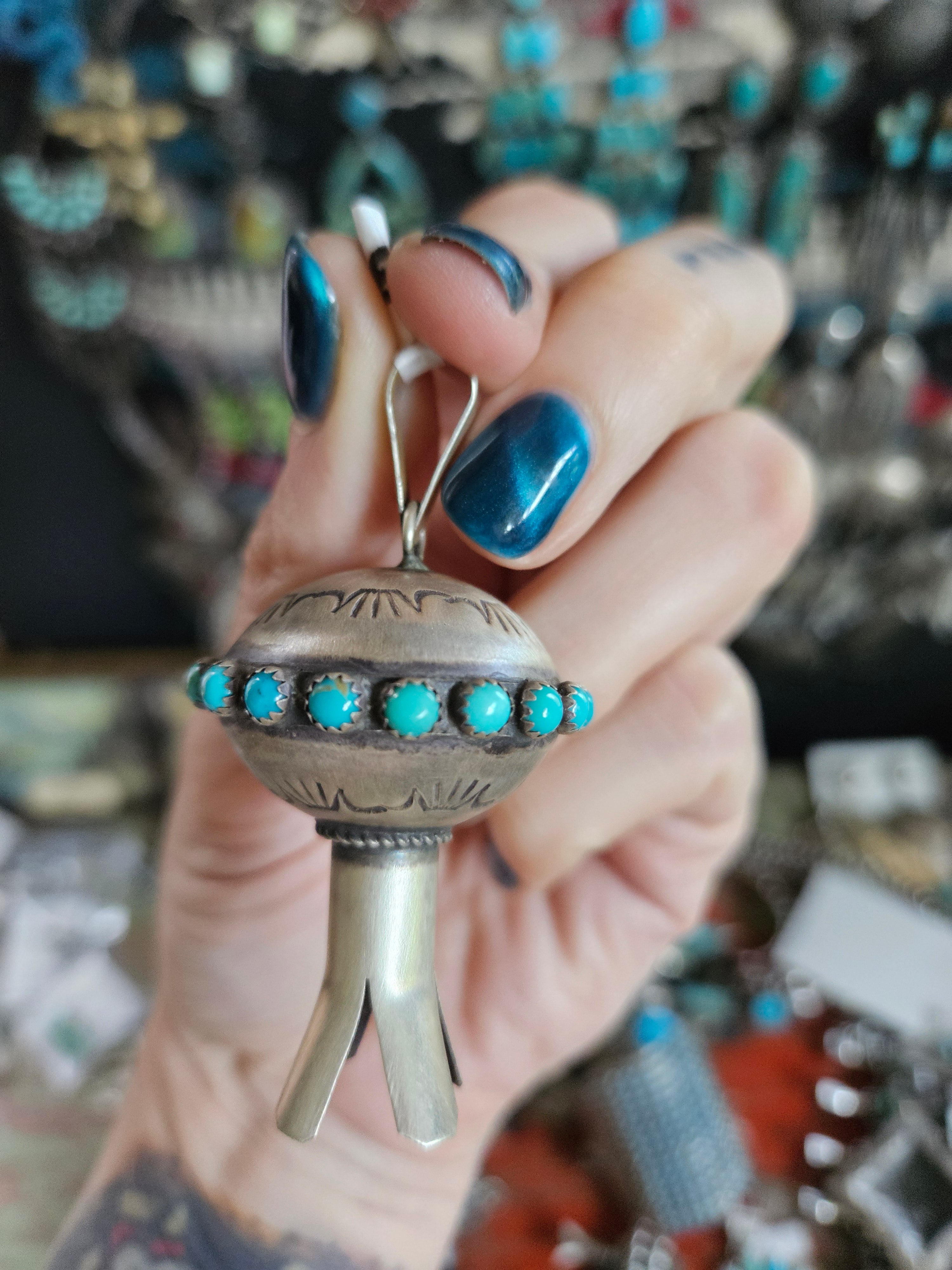 Turquoise Squash Blossom Pendant SALE