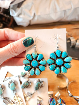 Big Turquoise Cluster Statement Earrings SALE