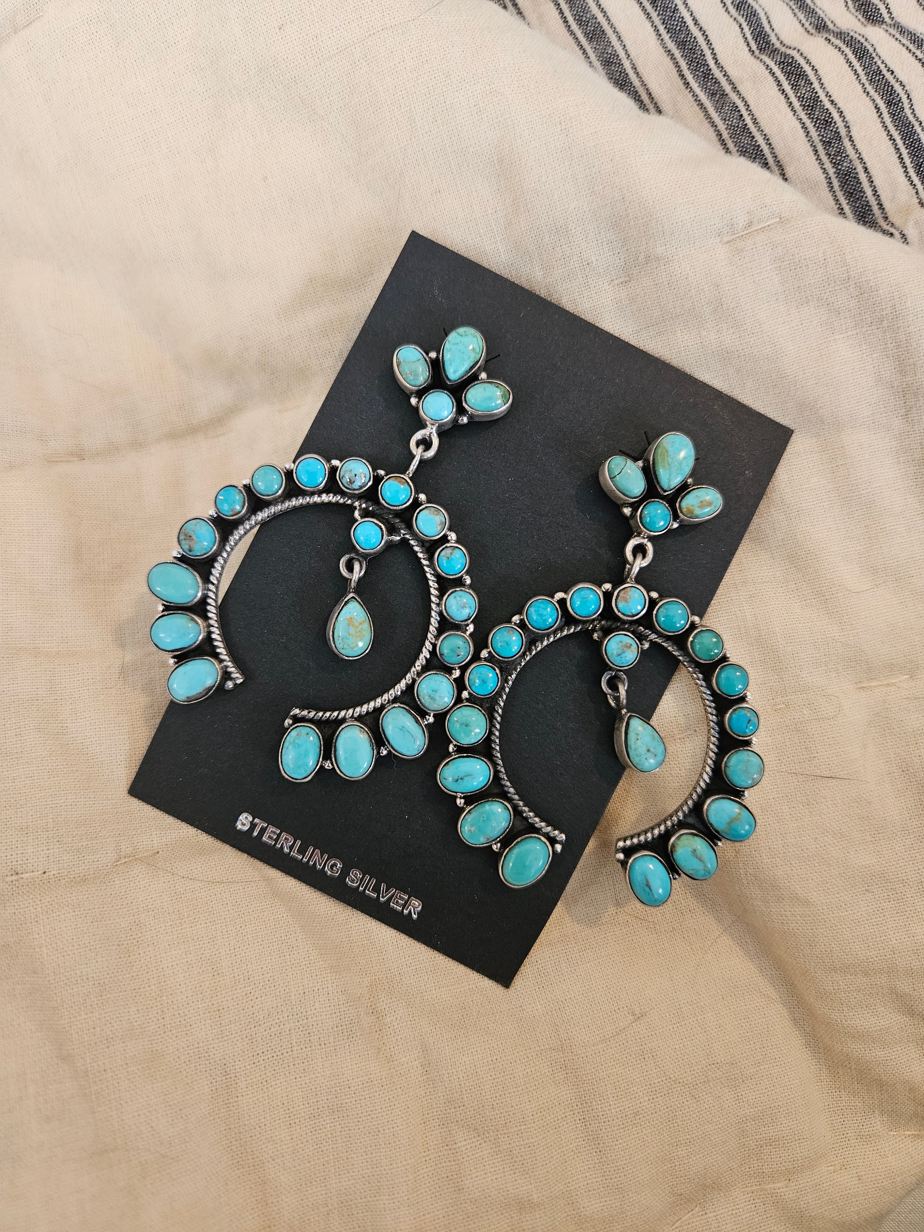 Turquoise Horseshoe Naja Statement Earrings
