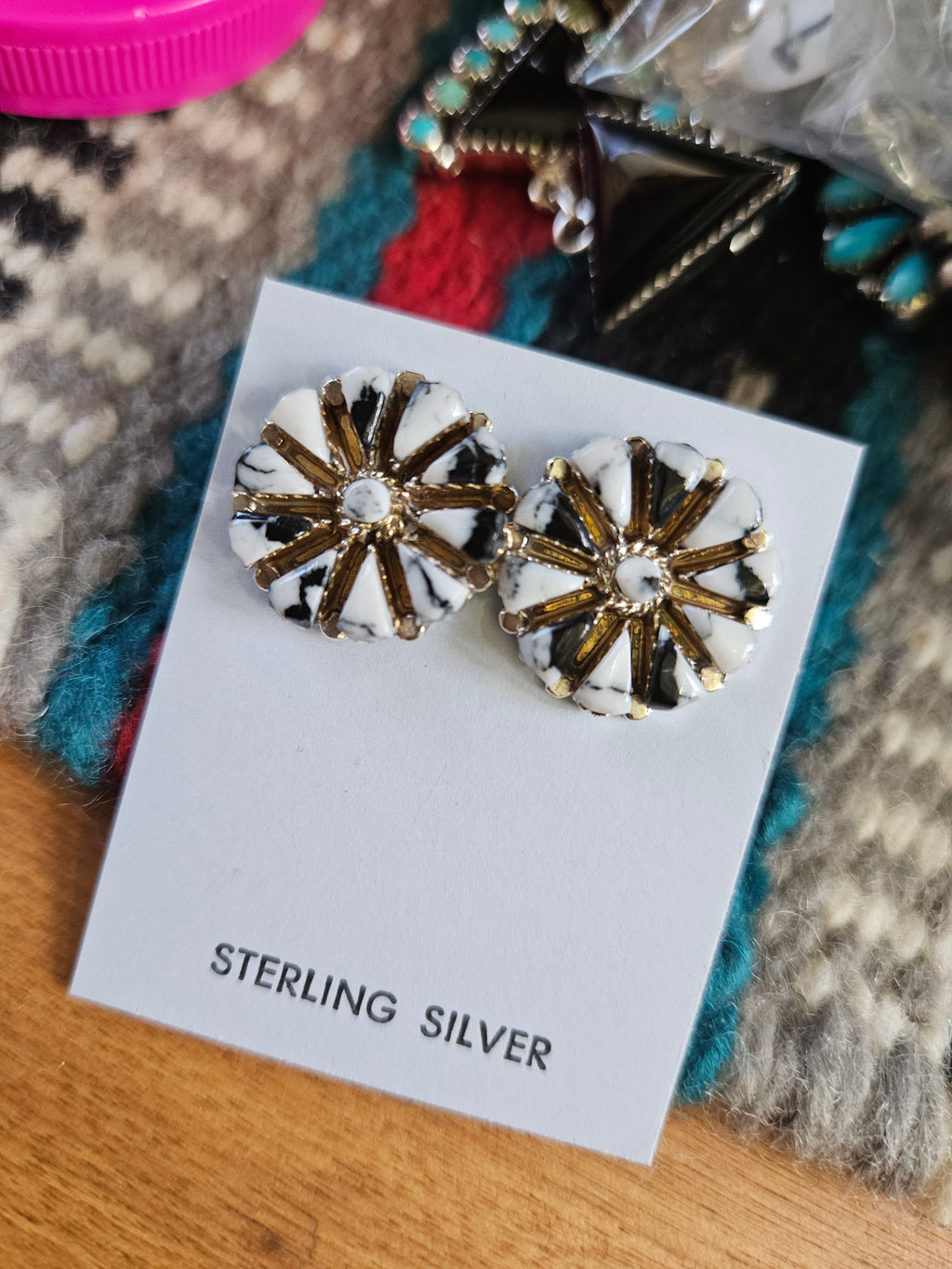 White Buffalo Cluster Earrings