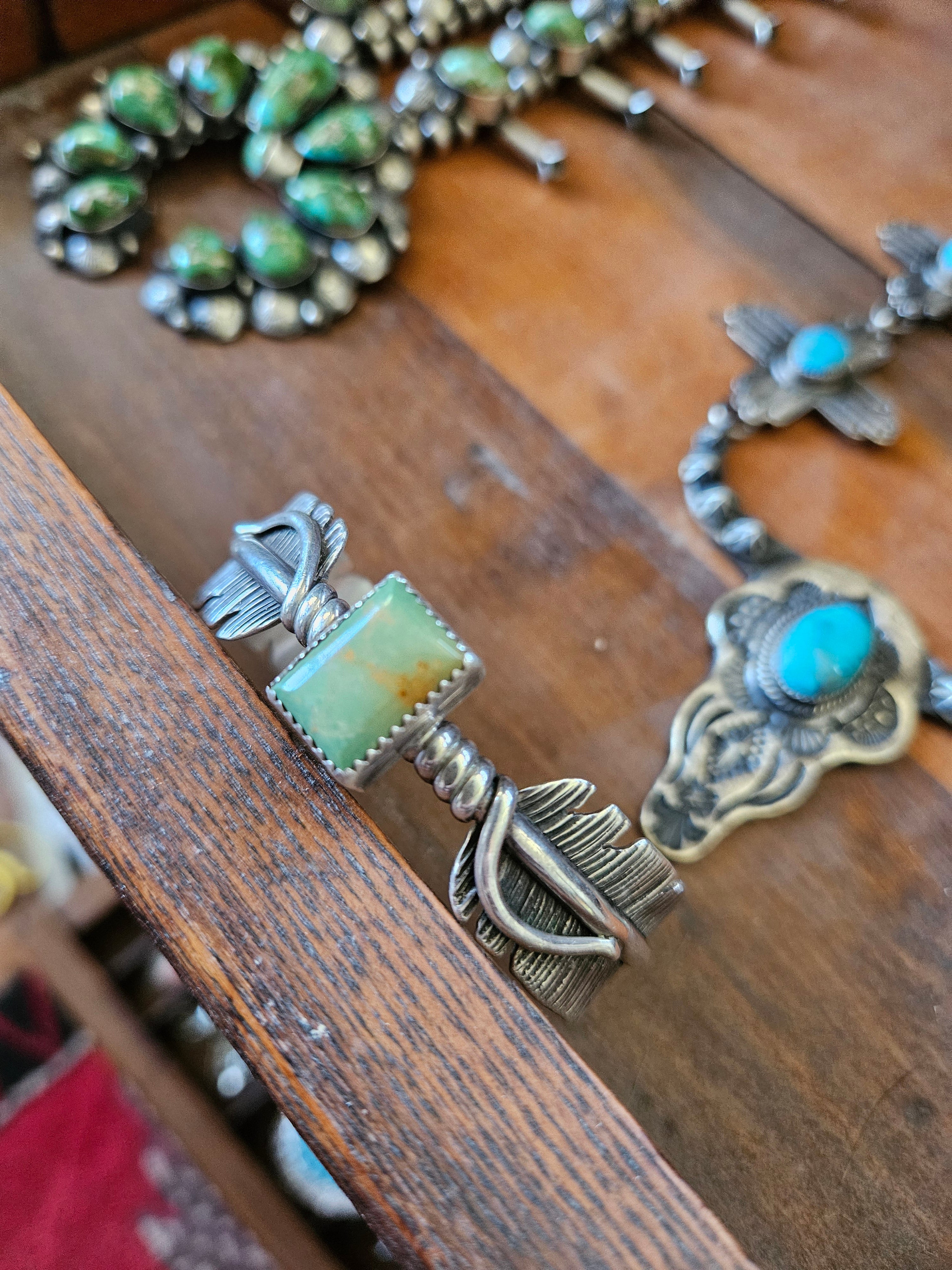 Green Turquoise Feather Cuff