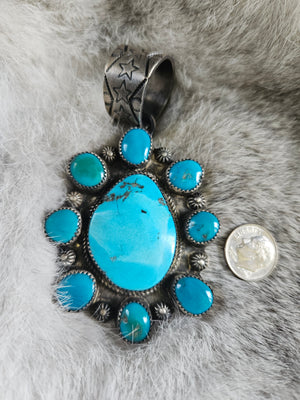 Turquoise Cluster Statement Pendant 71 grams
