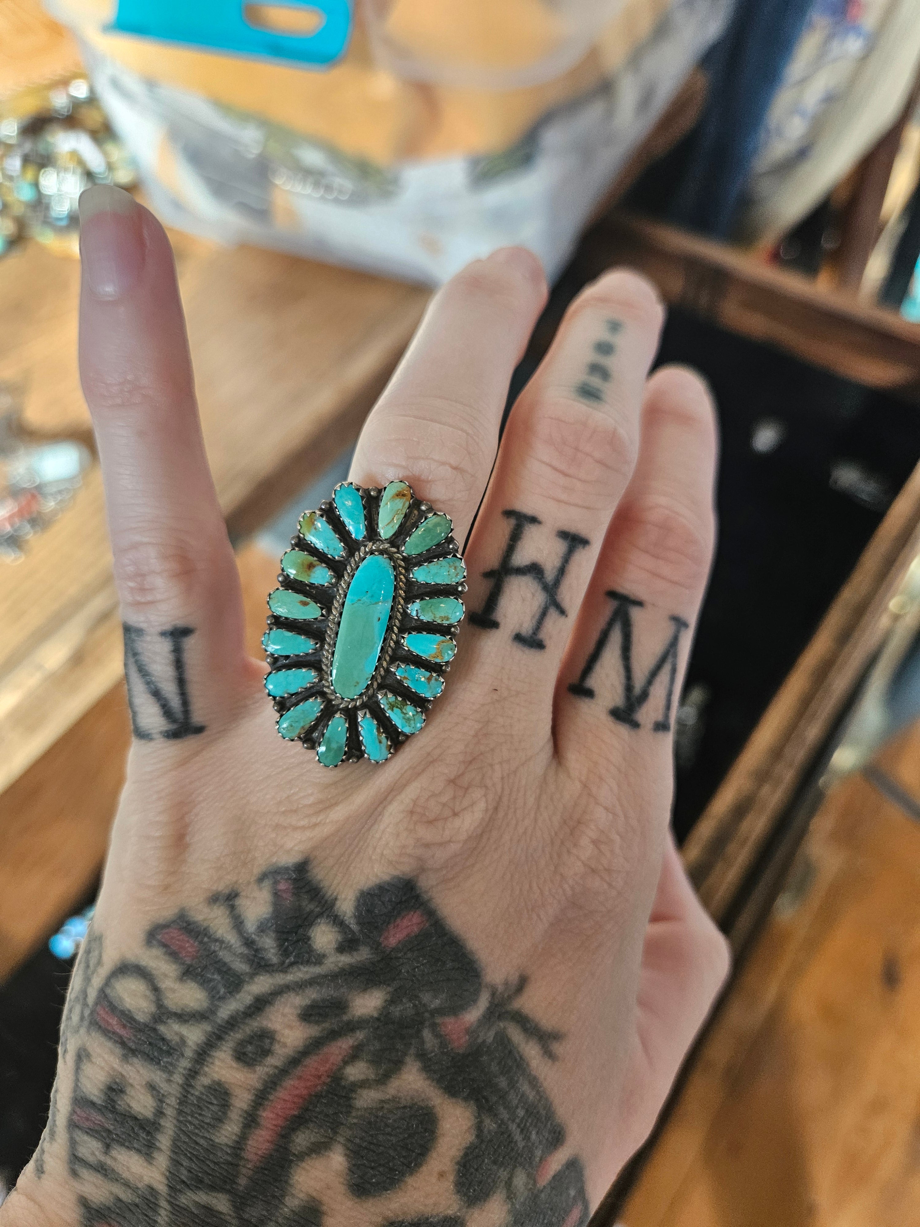 Vintage Turquoise Cluster Ring