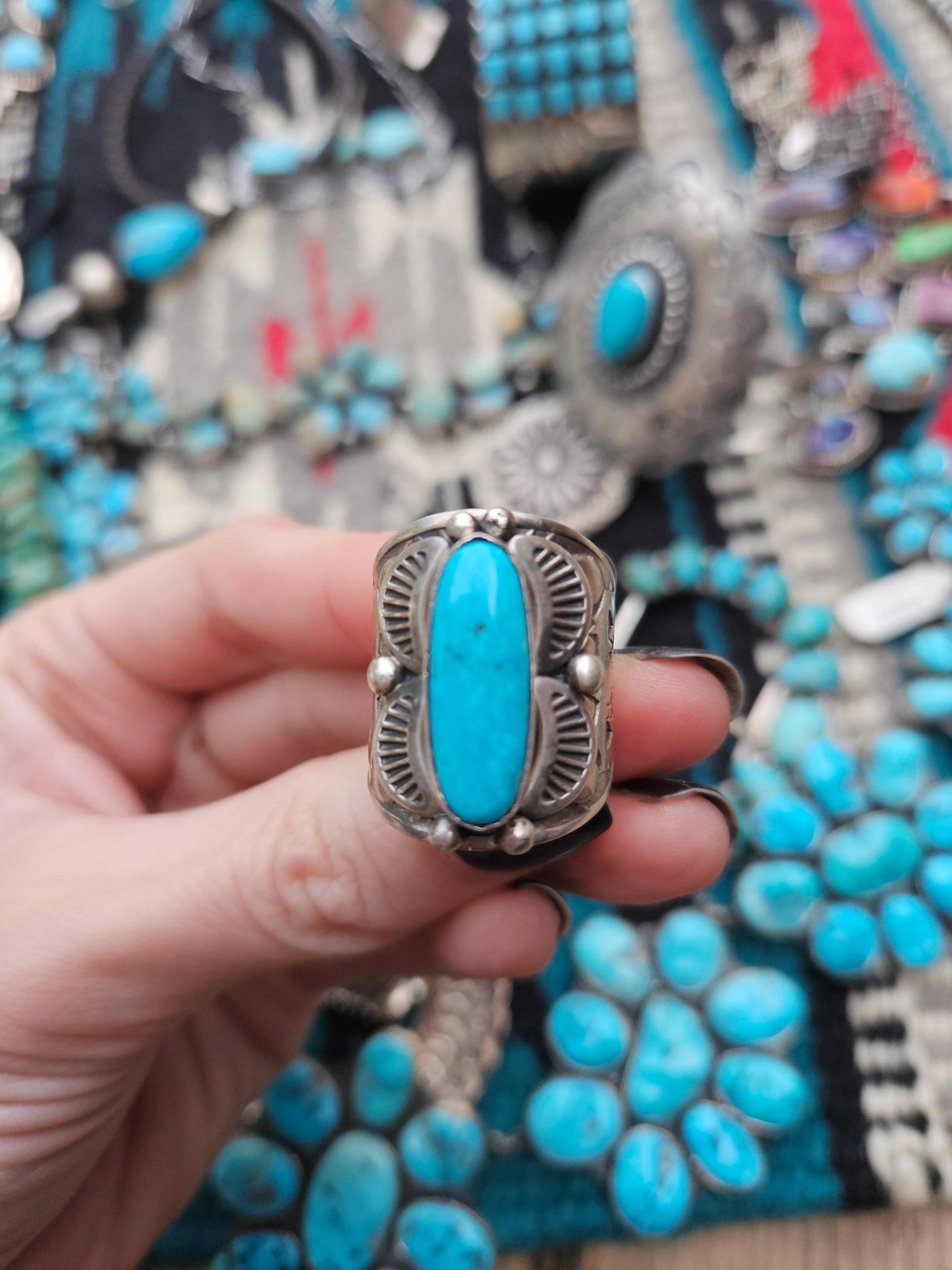 Turquoise Cigar Band Rings