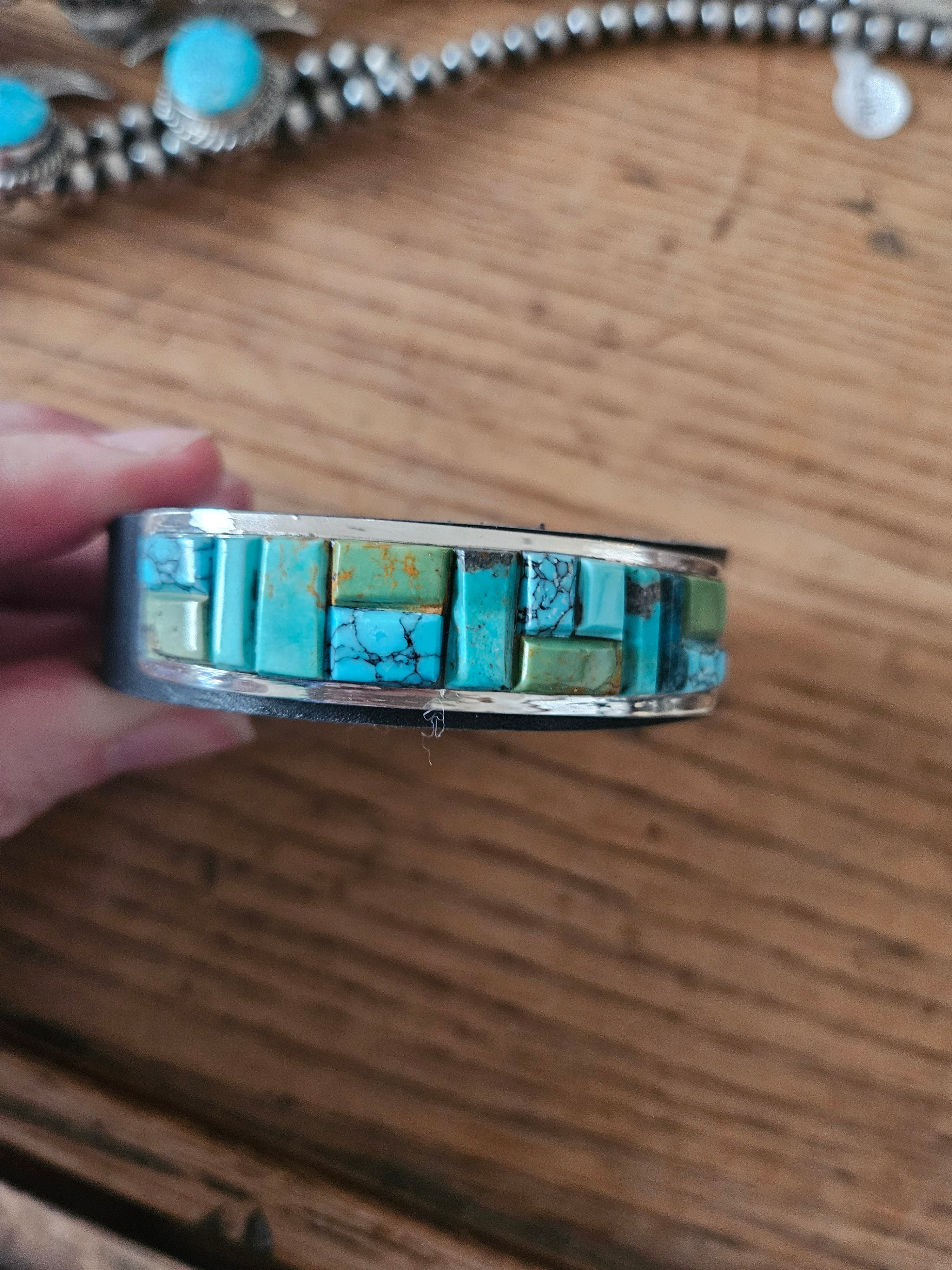 Leather Turquoise Cobblestone Bracelet