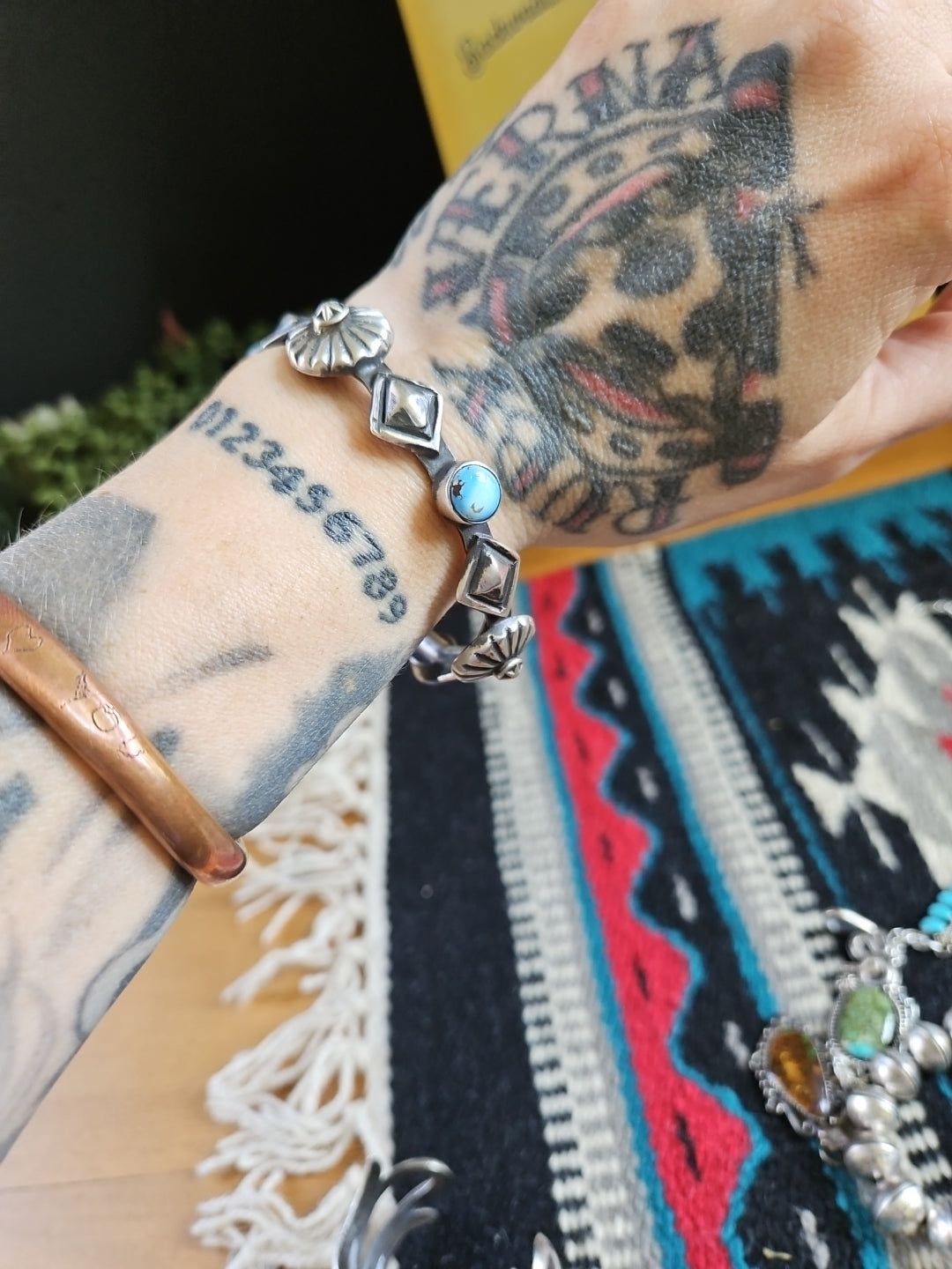 Heavy THICK Silver Turquoise Golden Hills Chimney Butte Bangle SALE