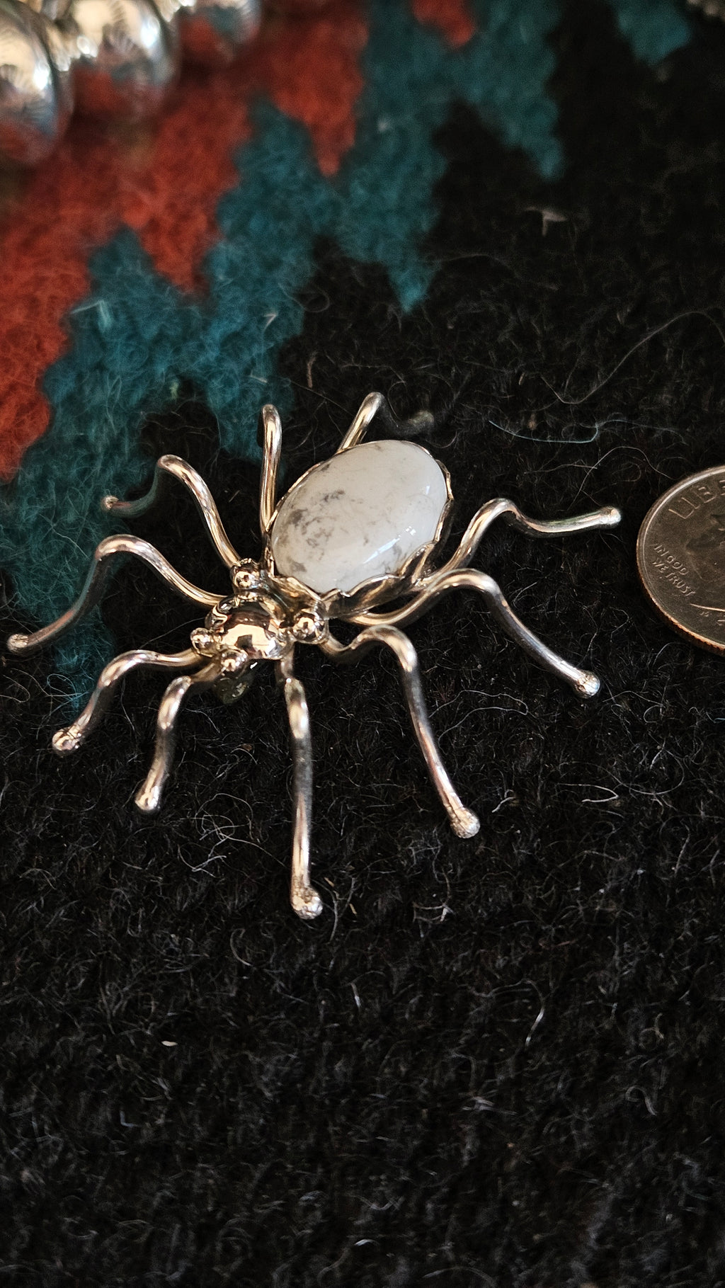 White Buffalo Spider Pin