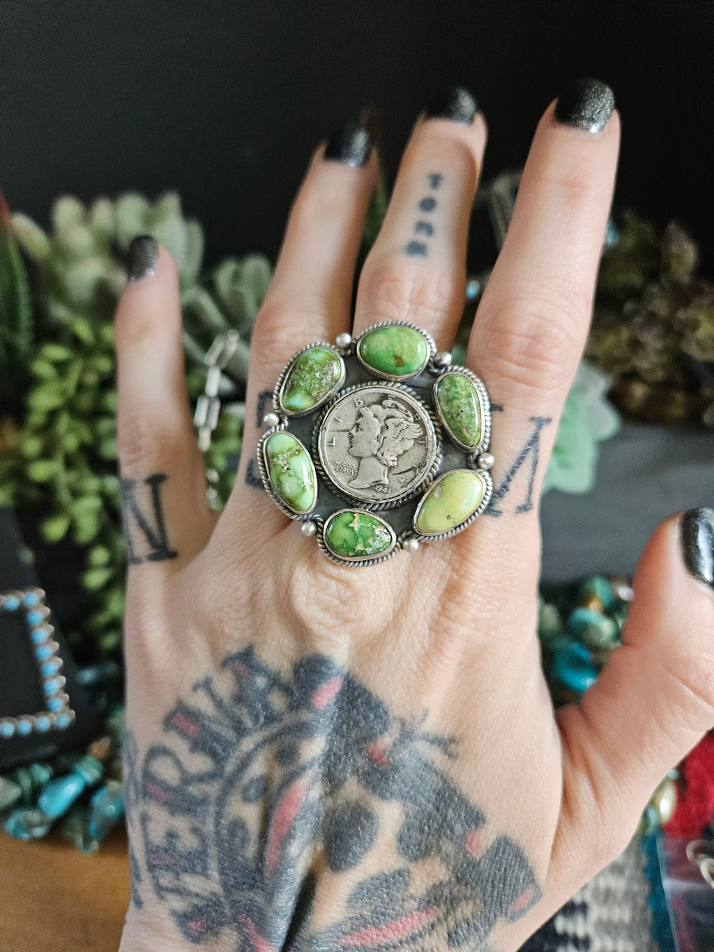 Sonoran Gold Liberty Dime Cluster Ring