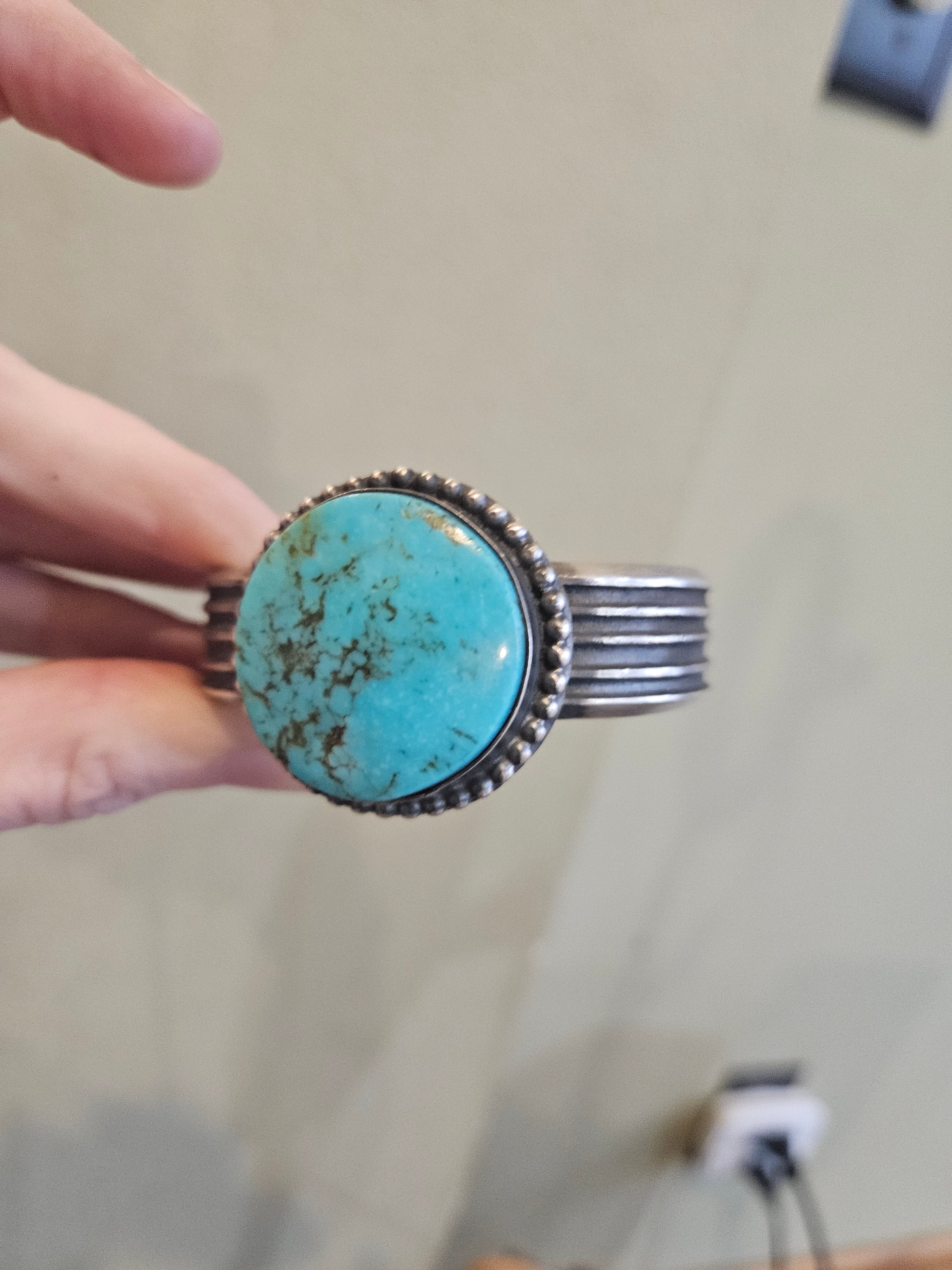 Gorgeous Thick Turquoise Chimney Butte Cuff