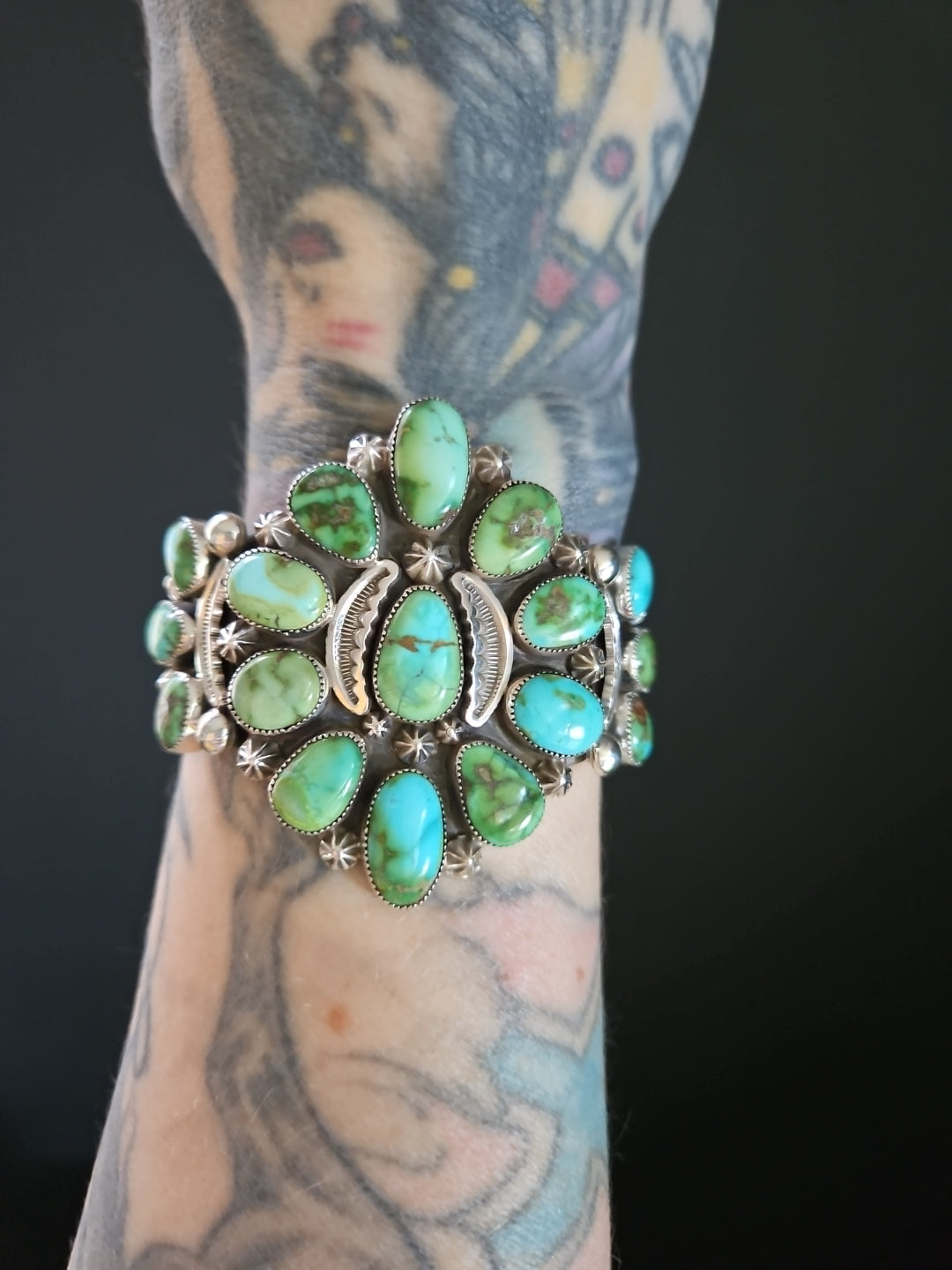 Sonoran Gold Turquoise Cluster Statement Cuff SALE