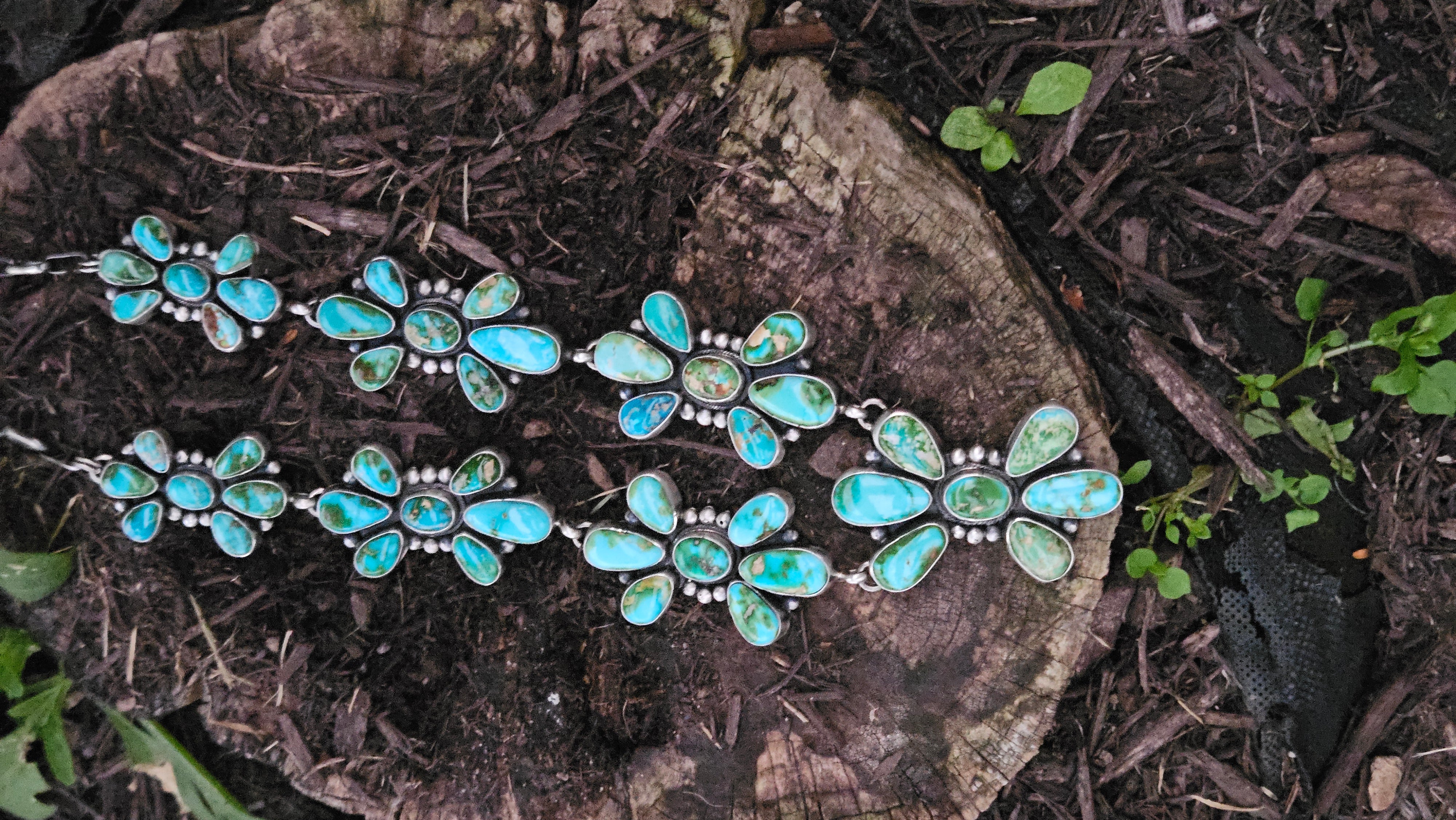 Turquoise Rainbow Cluster Statement Necklace