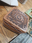 Sunflower and Bootstitch Double Layer Jewelry Box Travel Case