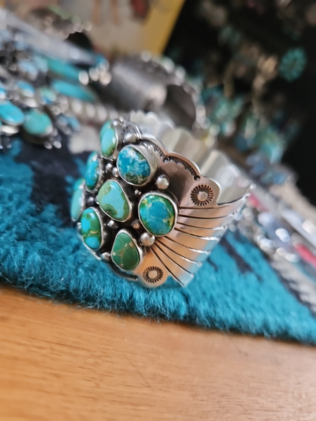 Blues Sonoran Gold Turquoise Ombre Statement Cuff