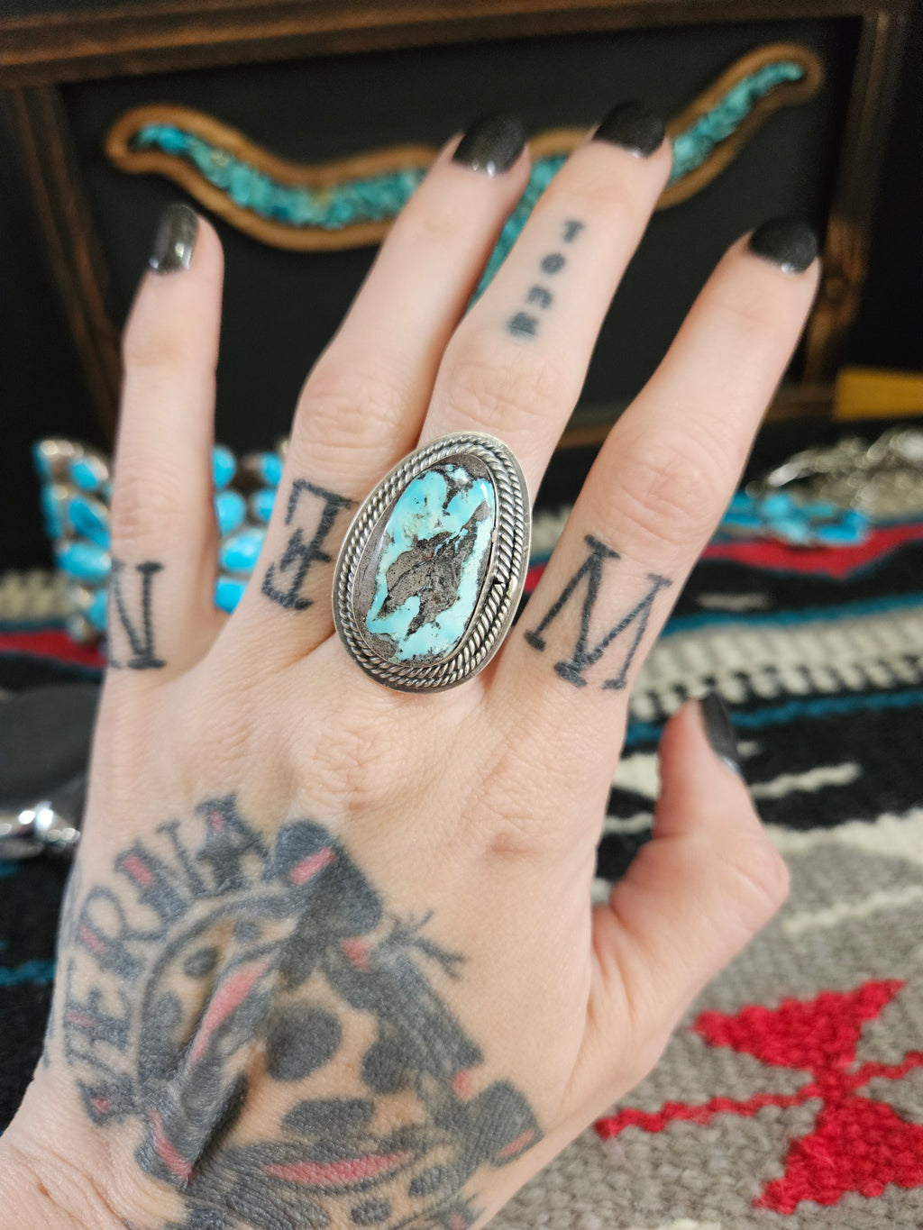 Black Jack Turquoise Concho Ring