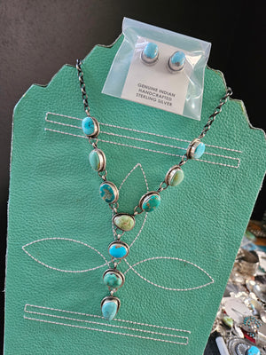 Turquoise Rainbow Royston Lariat Necklace Set SALE