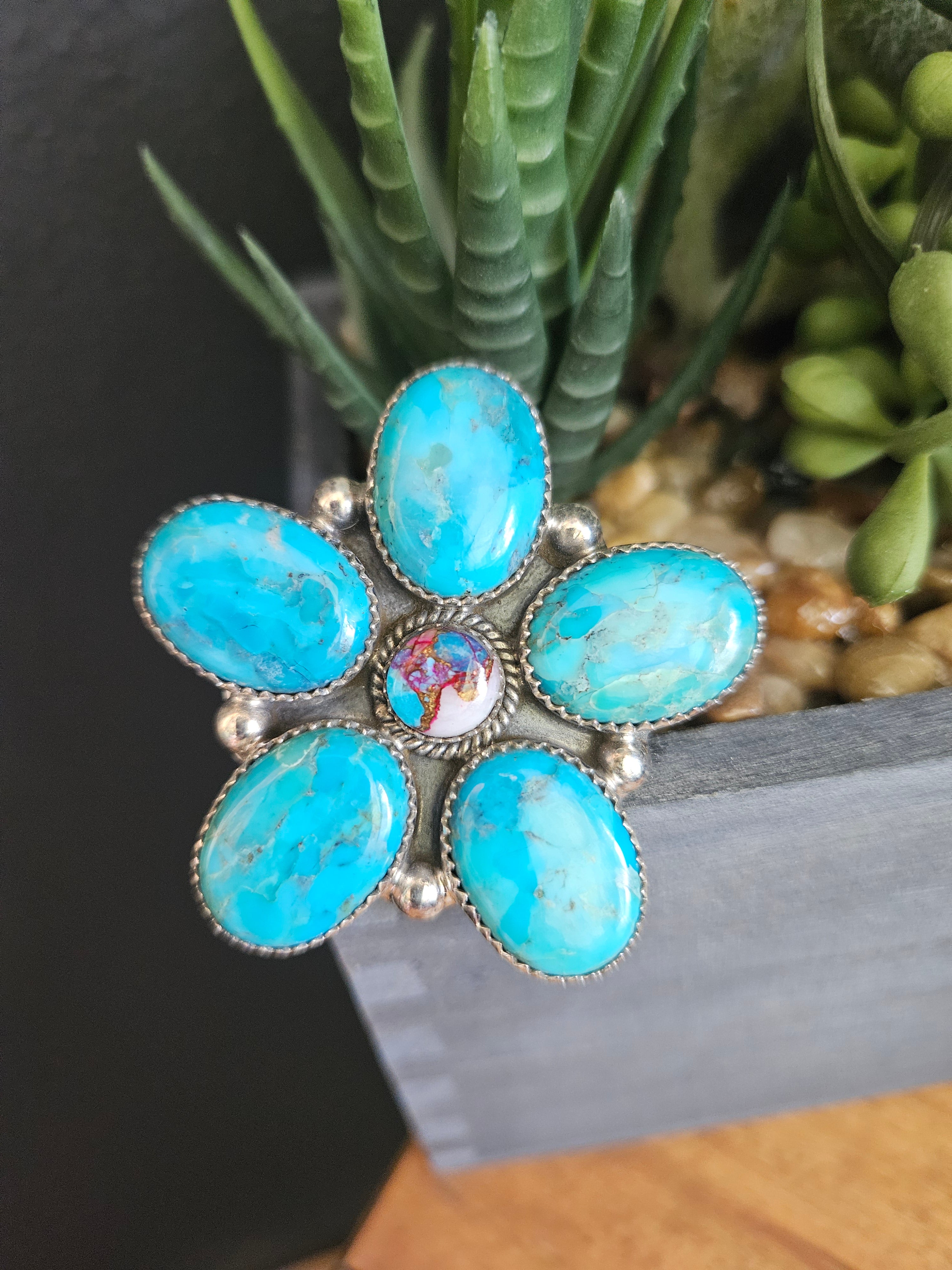 Big Turquoise Cluster Ring