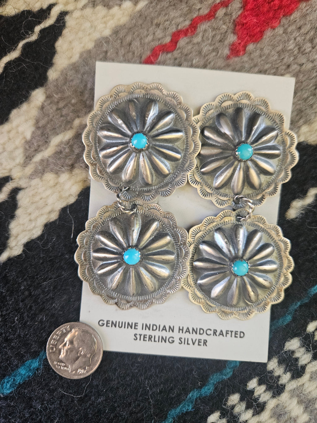 Turquoise Double Concho Earrings SALE