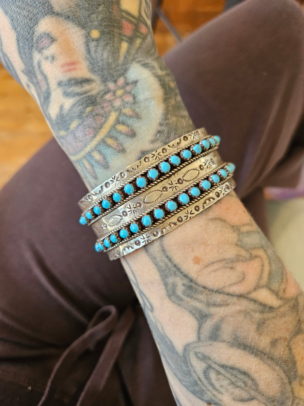 Double Turquoise 2 Row Snakeeye Cuff SALE