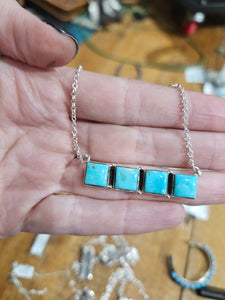 Turquoise Squares Bar Necklace