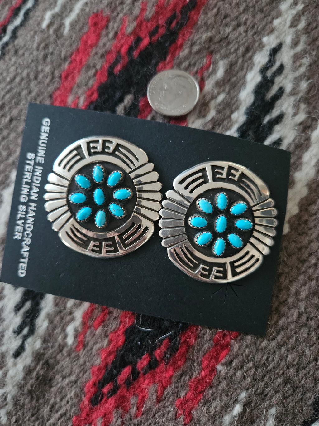 Turquoise Concho Cluster Earrings