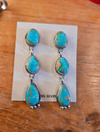 3 Stone Turquoise Earrings