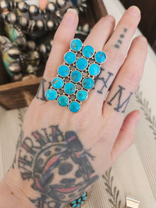 15 Stone Turquoise Statement Ring