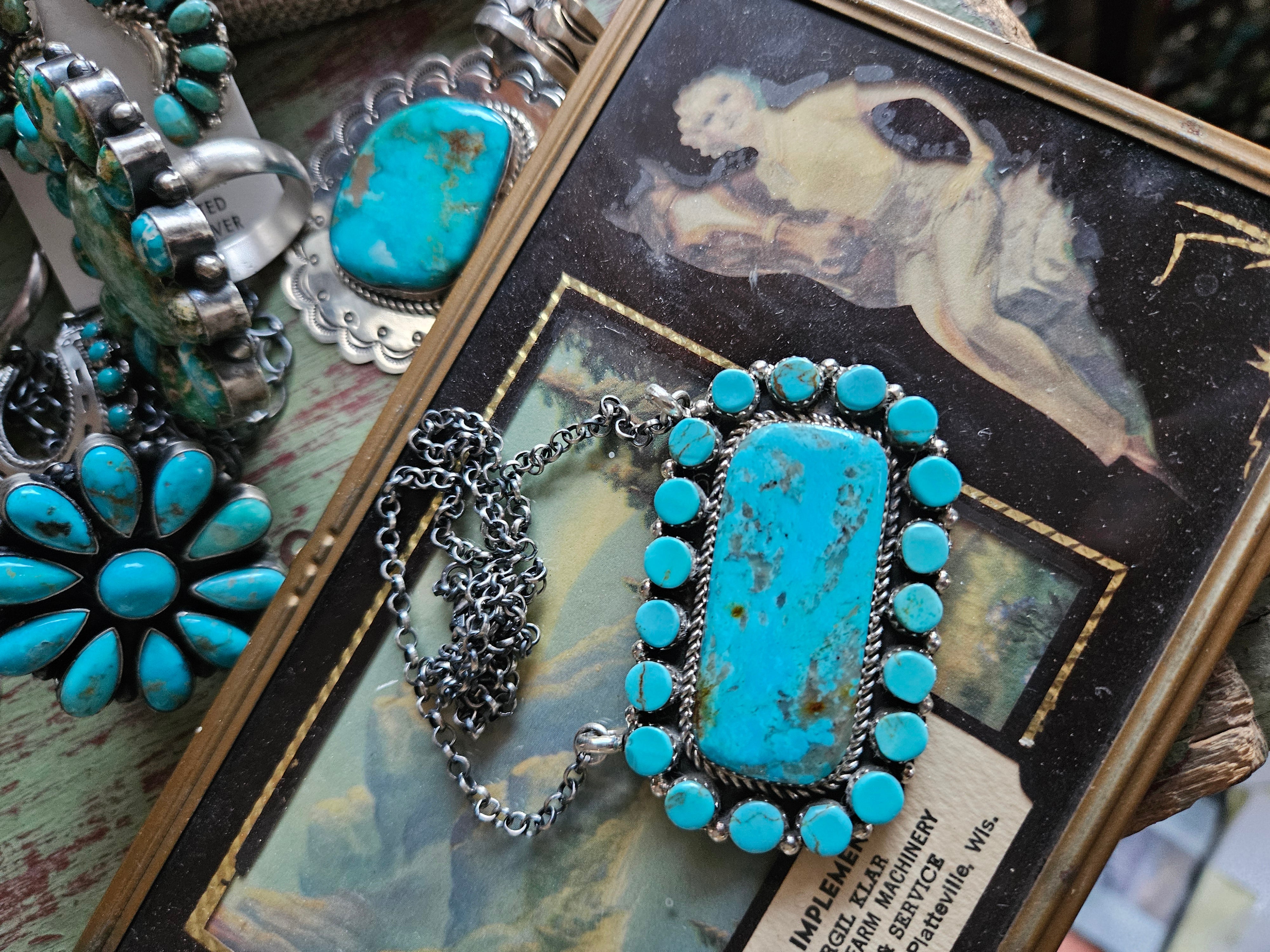 Turquoise Cluster Necklace SALE