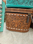 Tooled Leather Big Longhorn Train Case Travel Case Box SALE