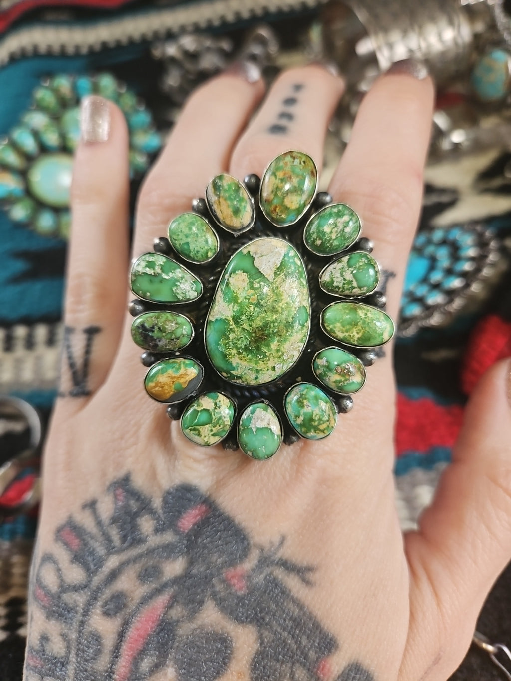 Sonoran Gold Turquoise Cluster Ring SALE