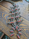 Vintage Coral Squash Blossom Necklace
