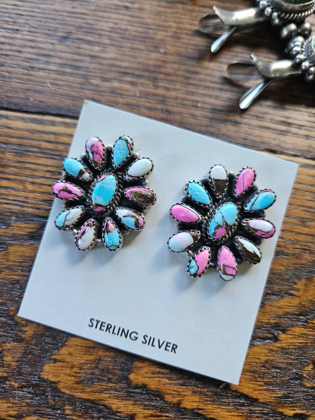 Thick Cotton Candy Cluster Earrings