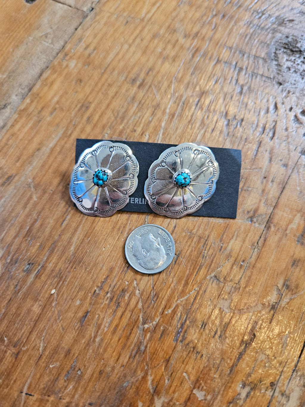 Turquoise Concho Post Earrings