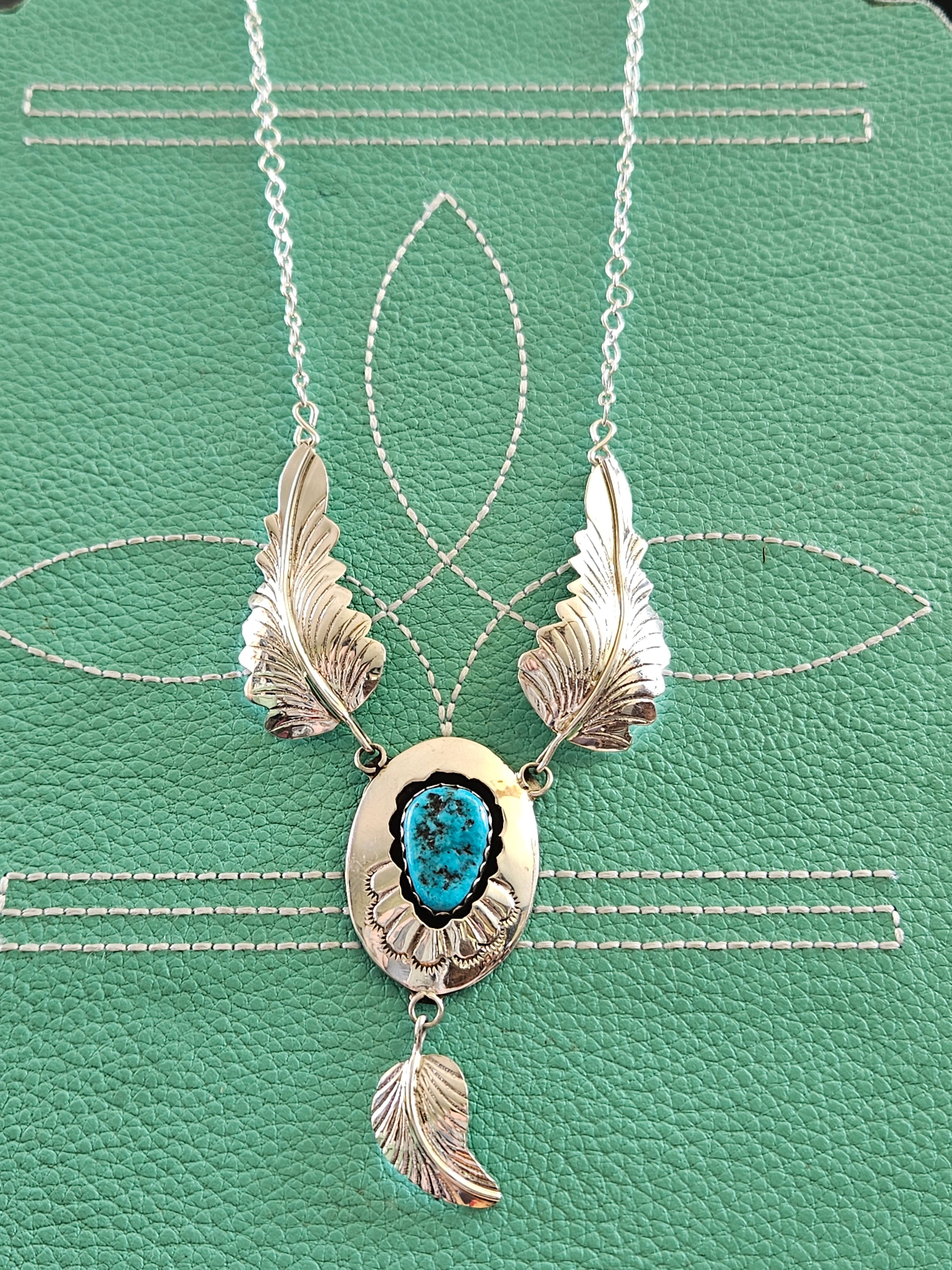 Turquoise Feather Necklace SALE
