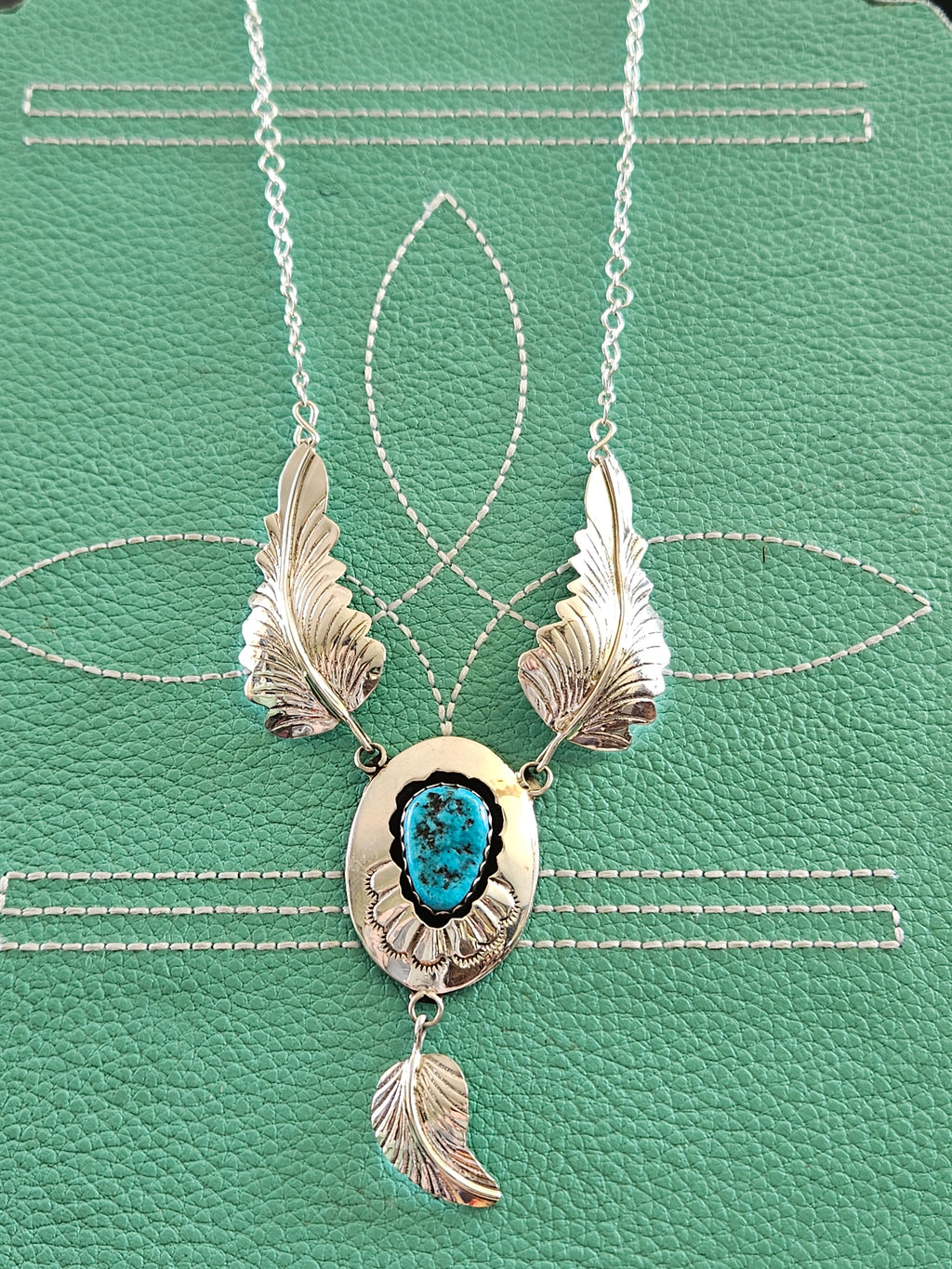 Turquoise Feather Necklace SALE