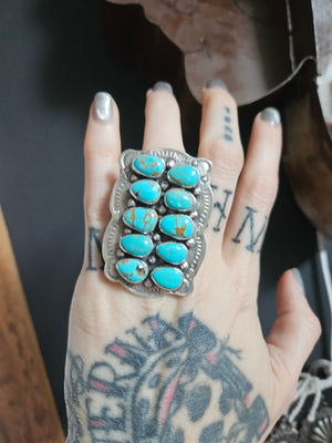 Huge Turquoise Cluster Statement Ring