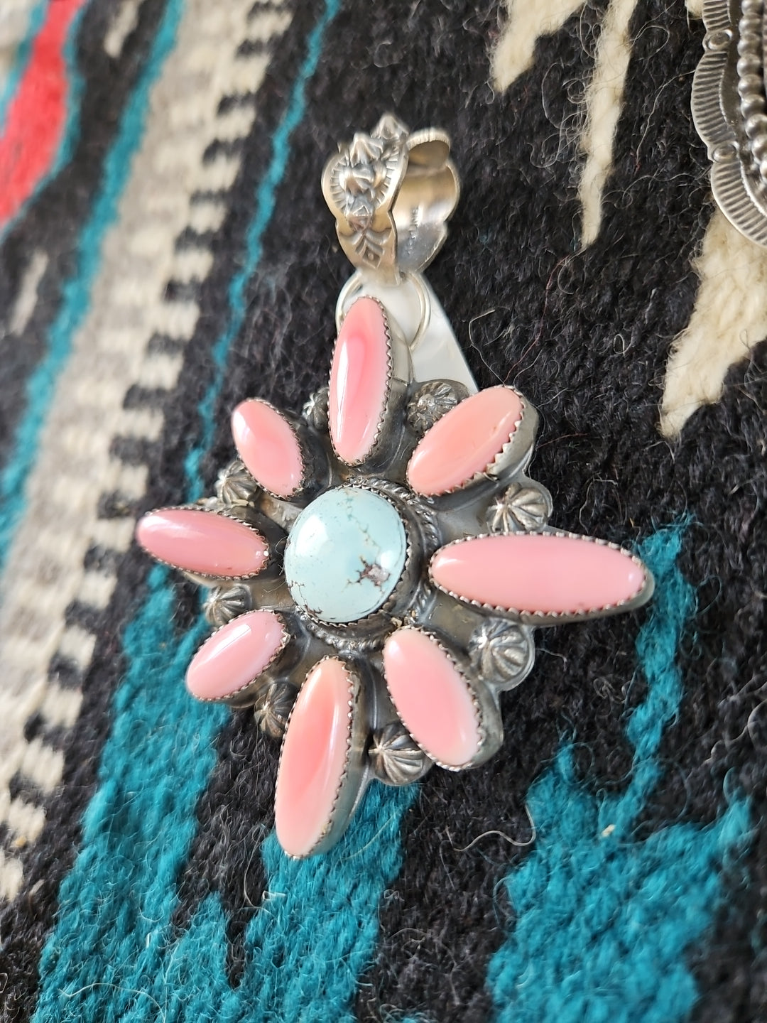 Pink Conch & Golden Hills Big Cluster Pendant