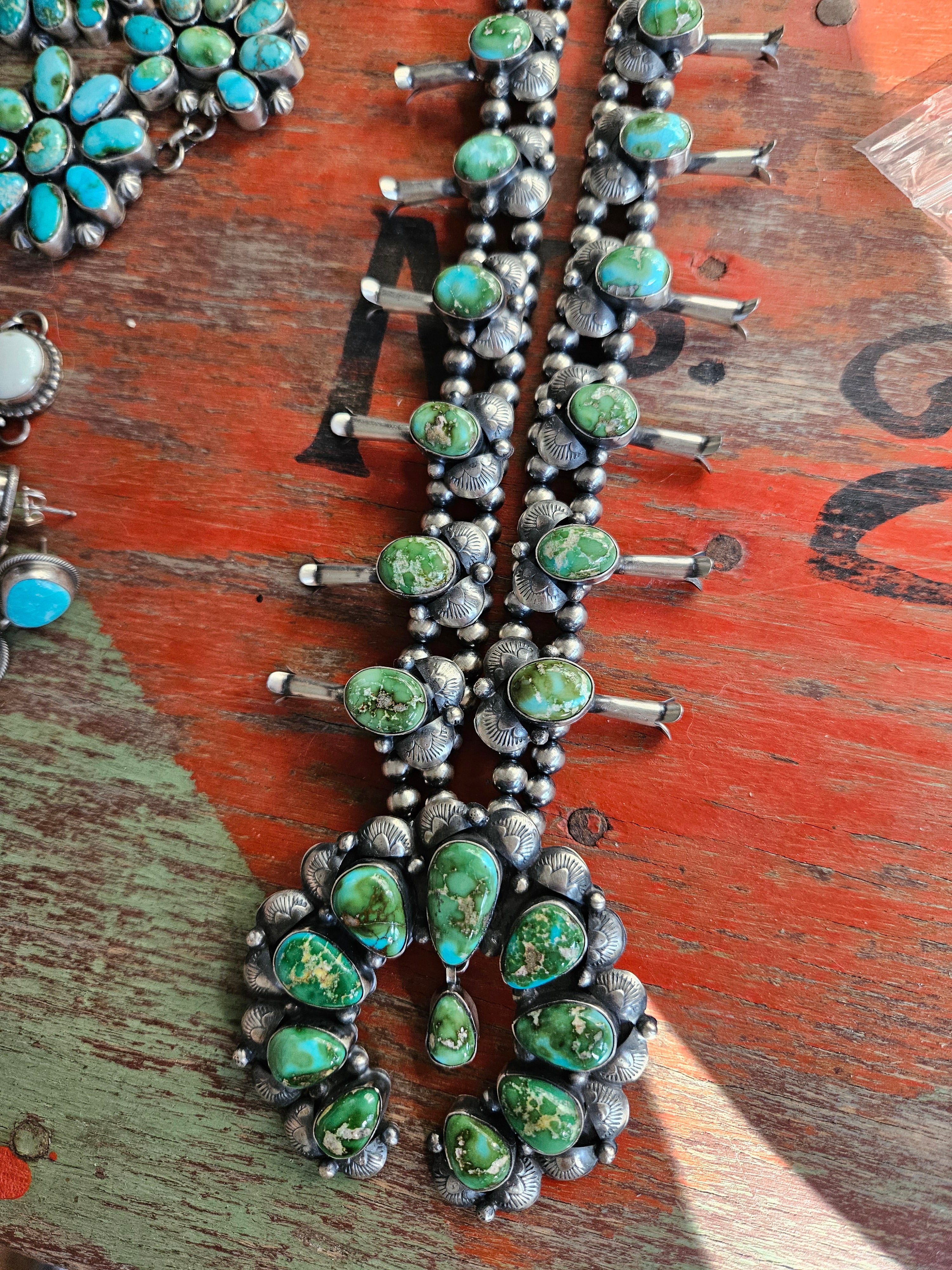 Gorgeous Sonoran Gold Squash Blossom Necklace Set SALE