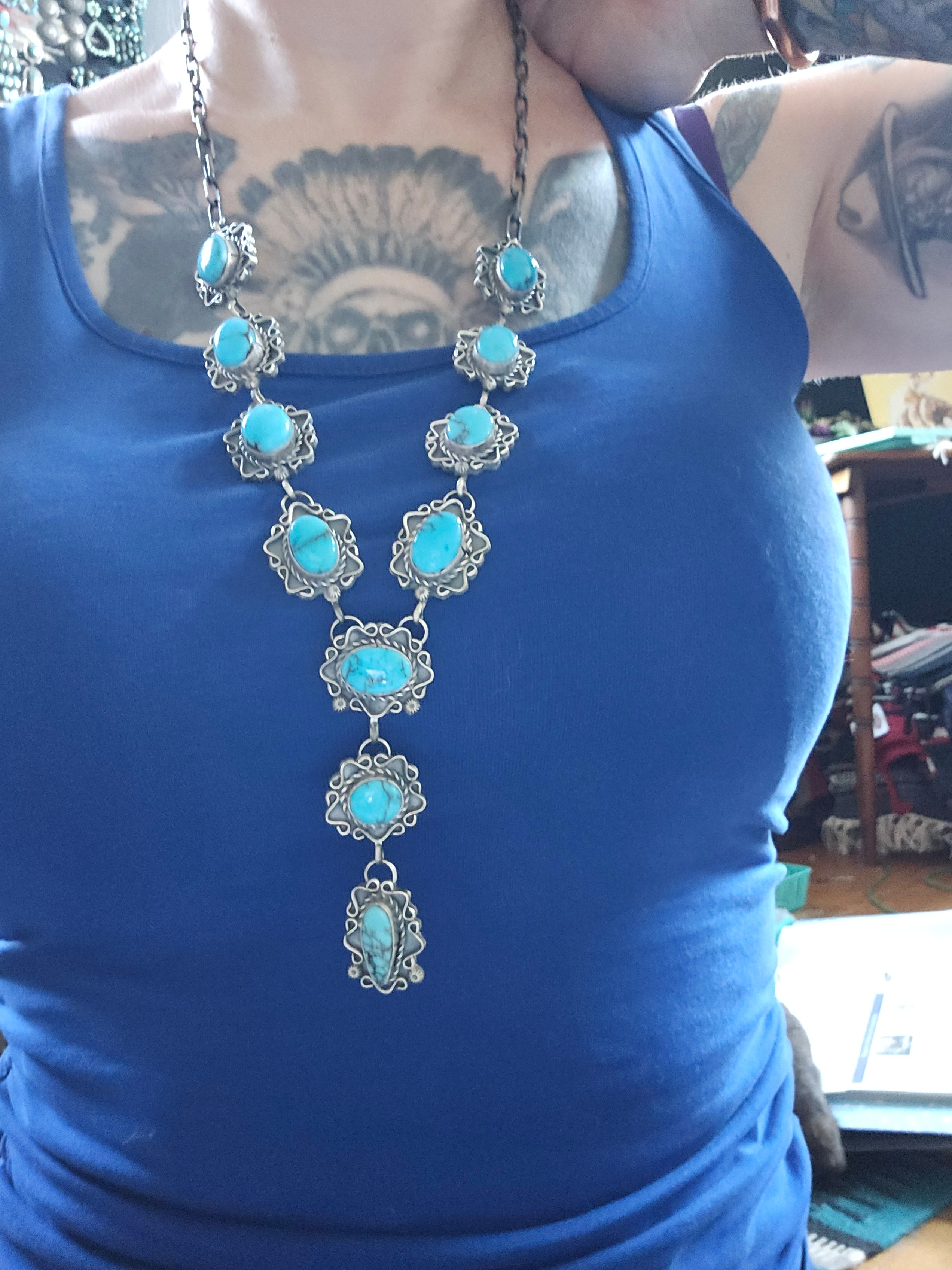 Kingman Turquoise Lariat Necklace SALE