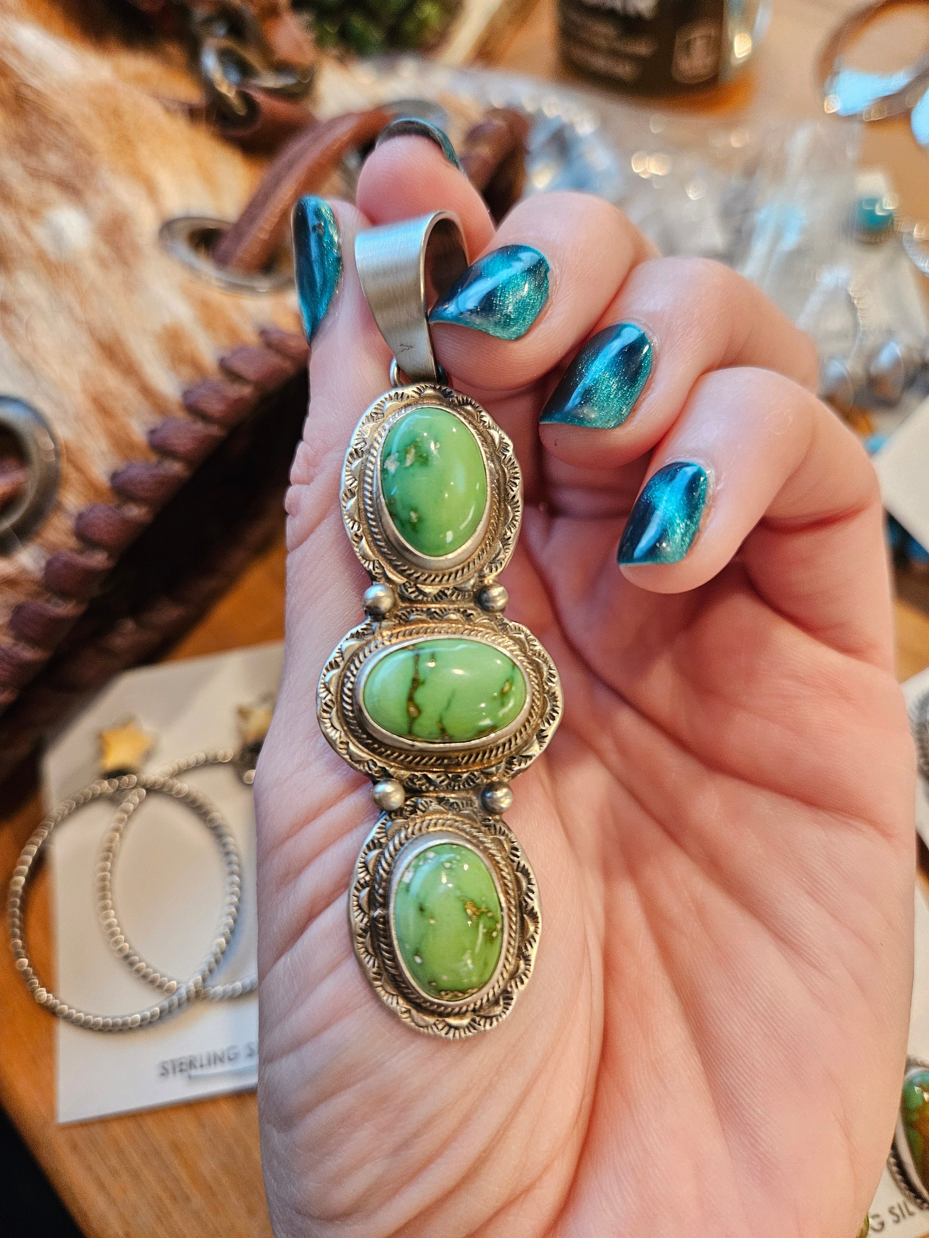 Green Turquoise Totem Pendant