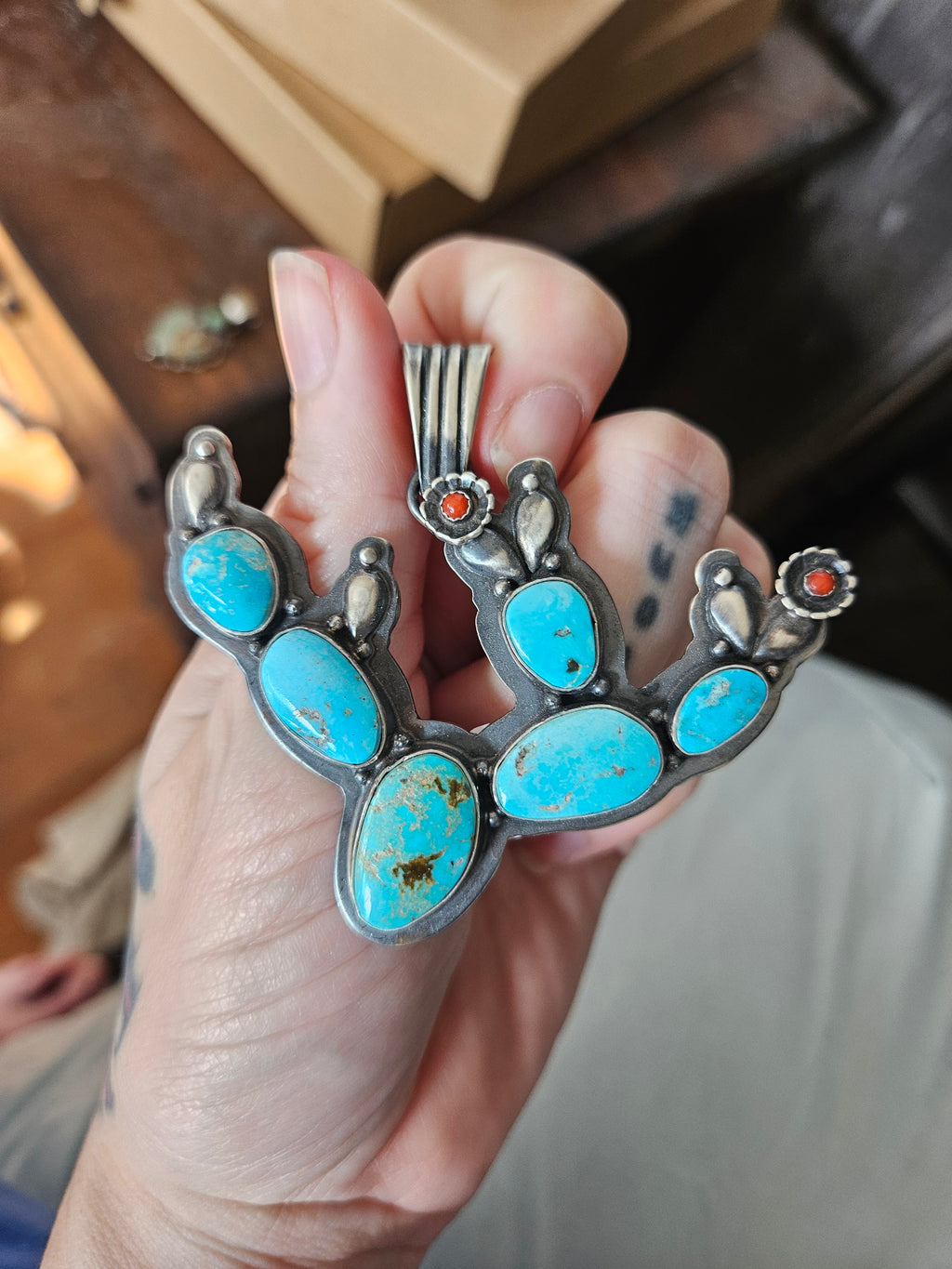 Blue Gem Cactus Pendant