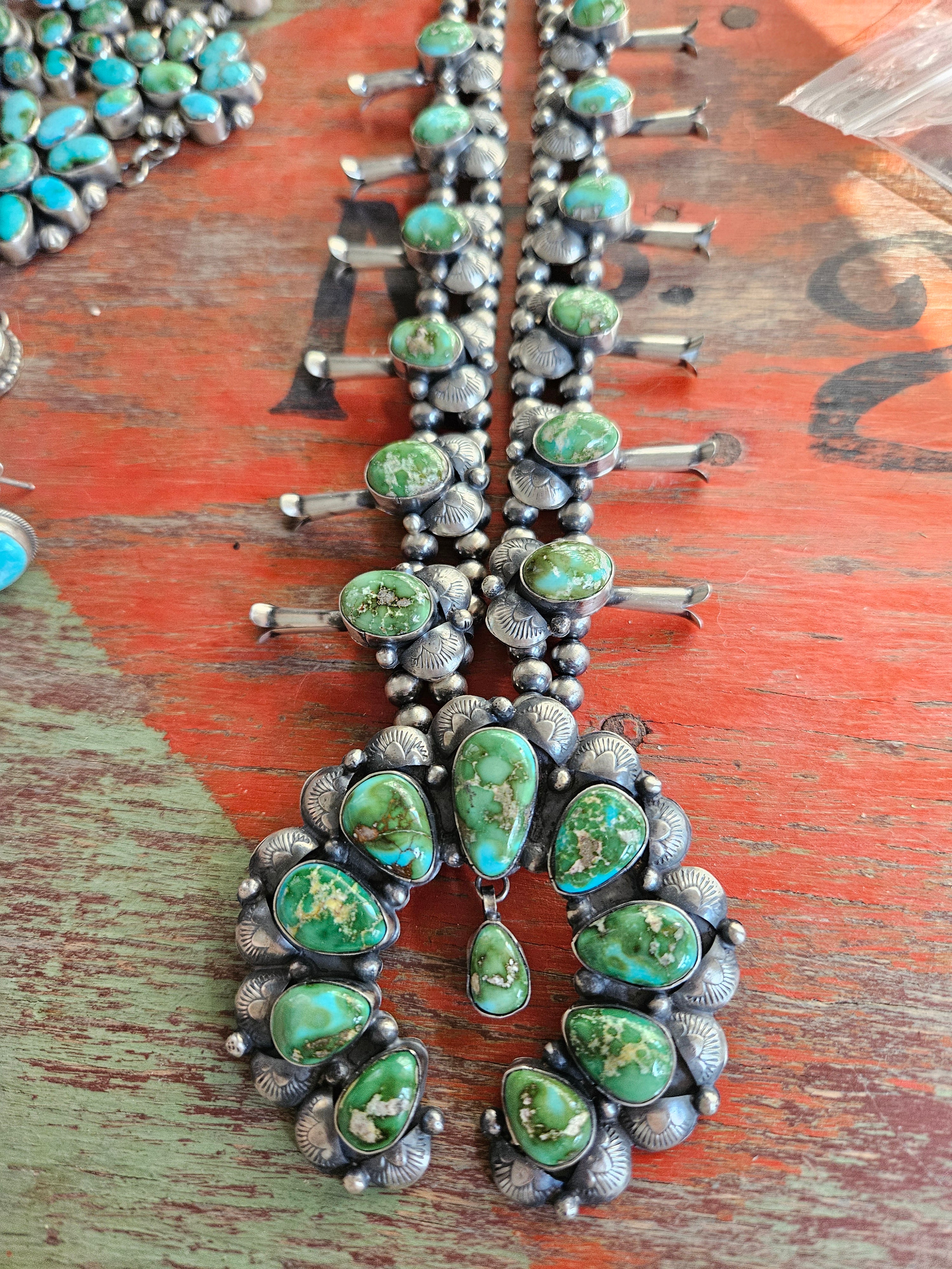 Gorgeous Sonoran Gold Squash Blossom Necklace Set SALE