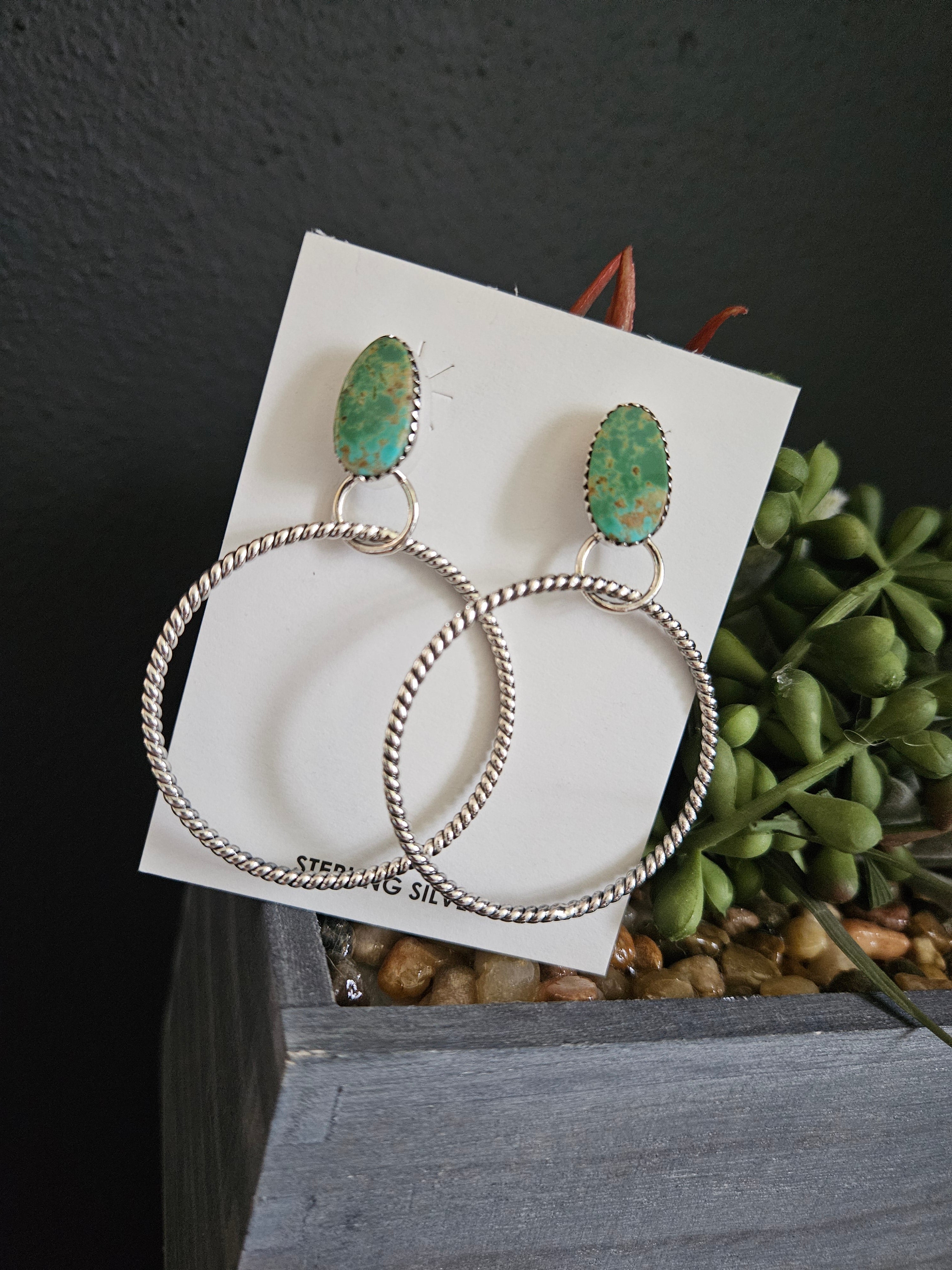 Green Kingman Turquoise Hoop Earrings